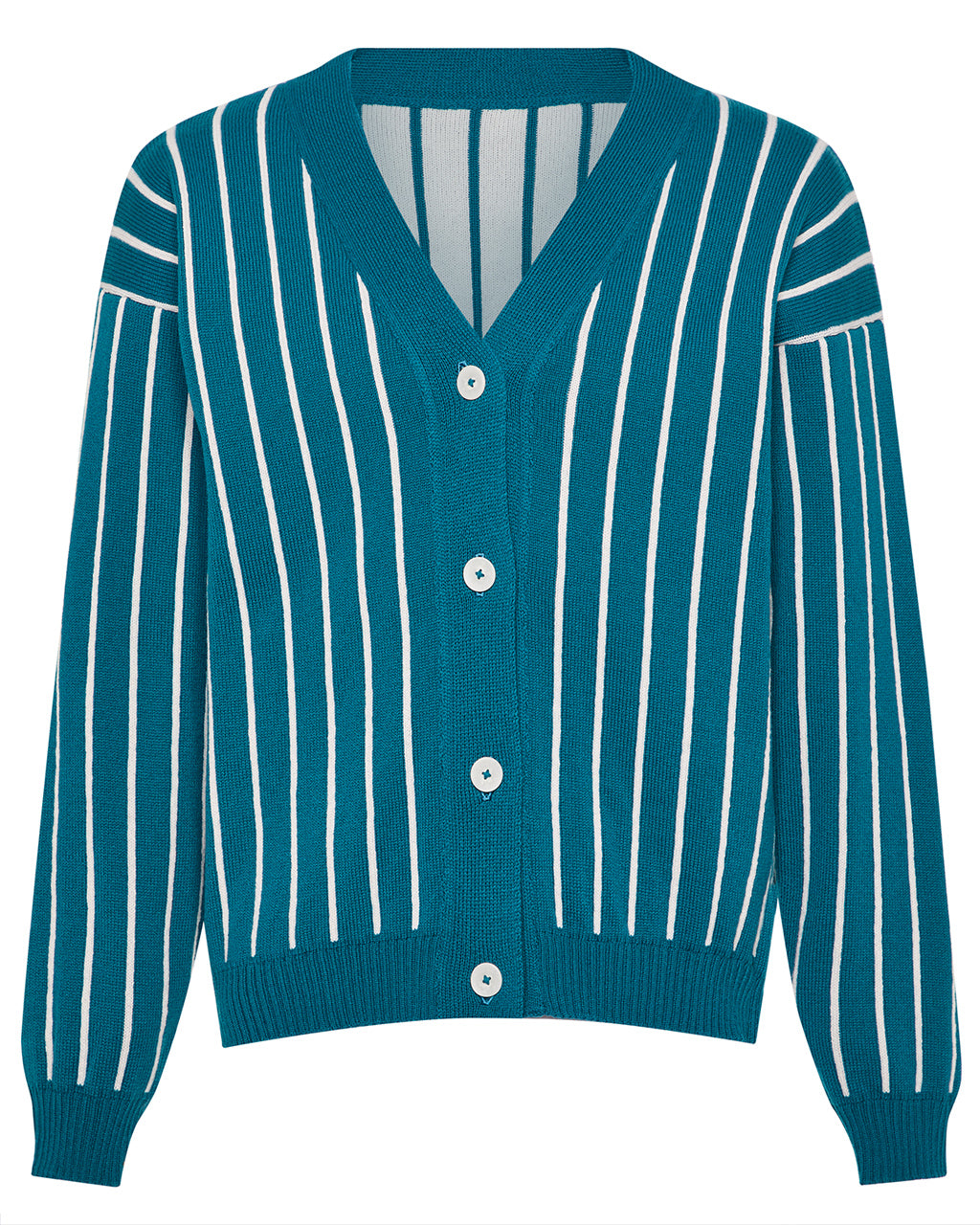 Thin Striped Wool and Cashmere Cardigan