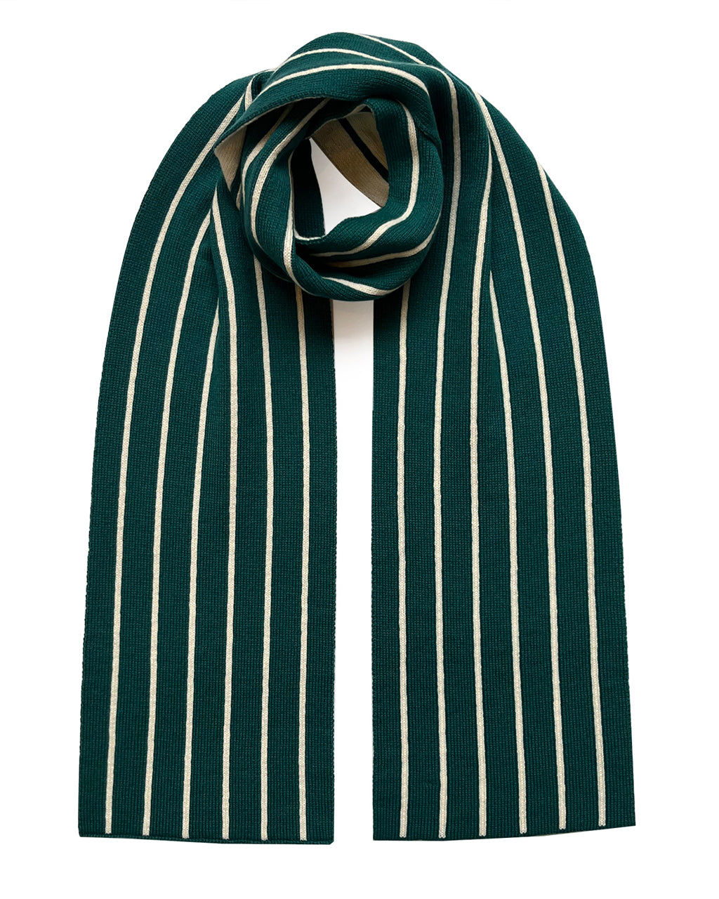 Thin Stripe Wool and Cashmere Scarf in Teal