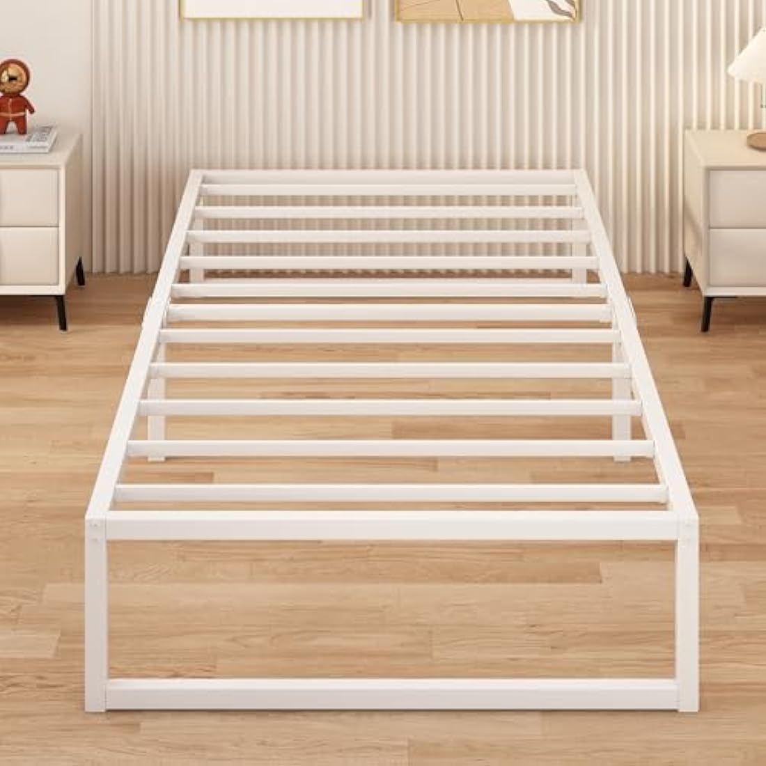 Single Bed Frame 90x190 cm Metal with Steel Slat Support