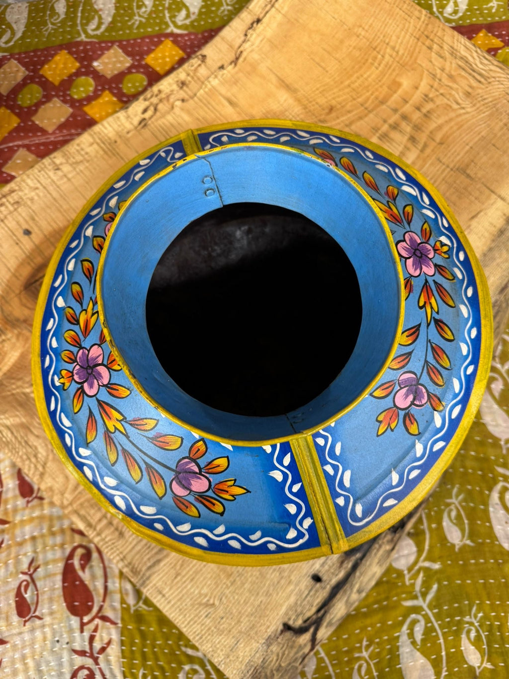 Vintage Painted Metal Water Pot and Planter