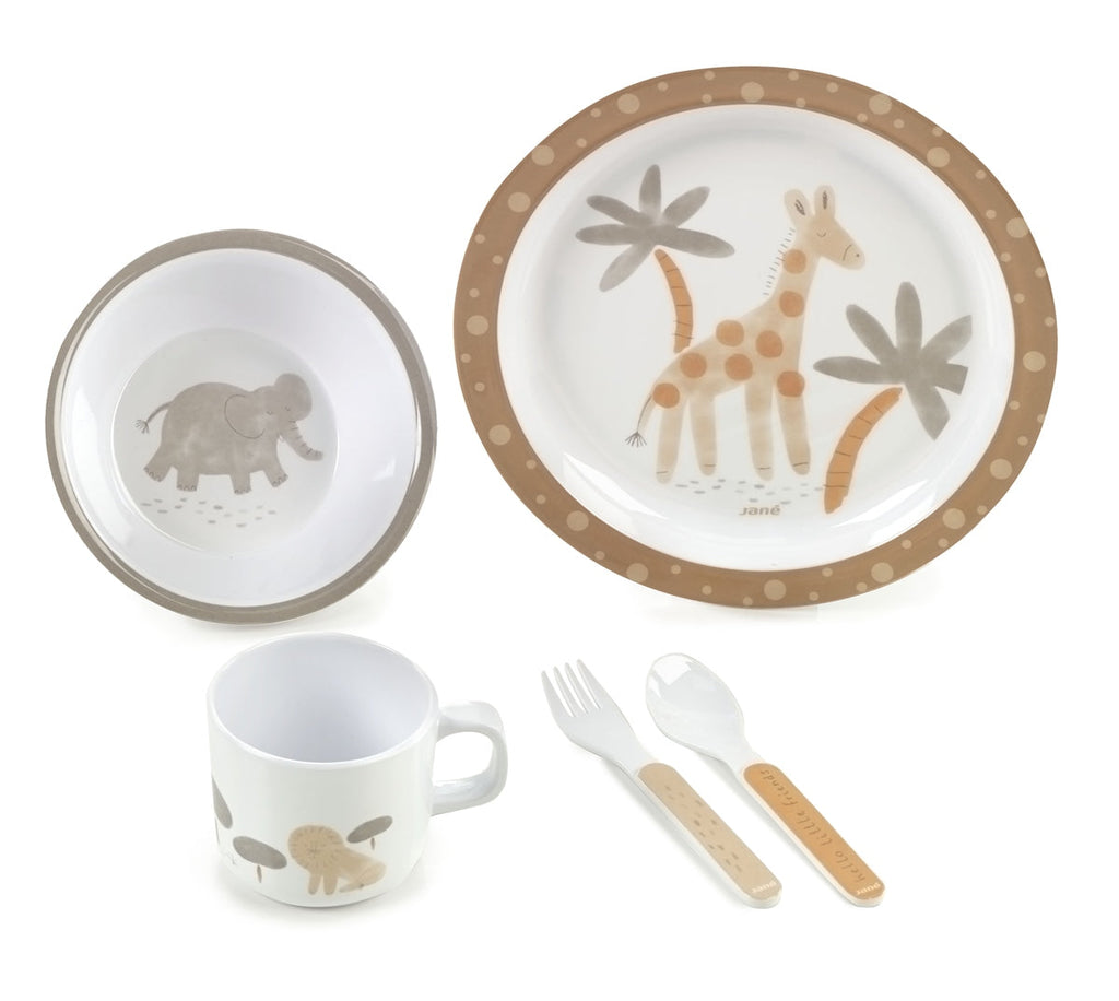 5 Piece Wild Animal Melamine Baby Crockery Set