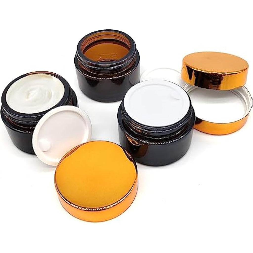 Amber Glass Travel Jars Set of 6 with Lids 50ml