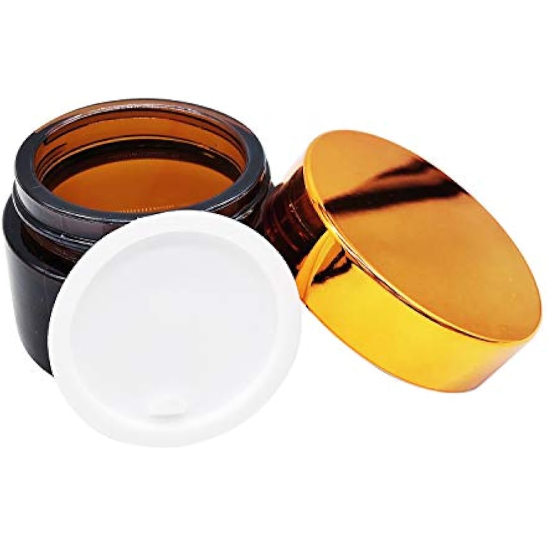 Amber Glass Travel Jars Set of 6 with Lids 50ml