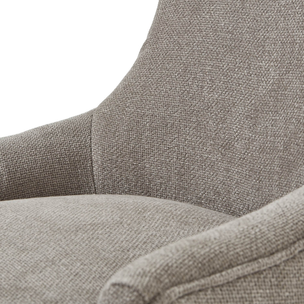 Brockham woven taupe dining chair with wooden frame and ergonomic curved design for elegant dining spaces by RoomLondon at brixbailey.com