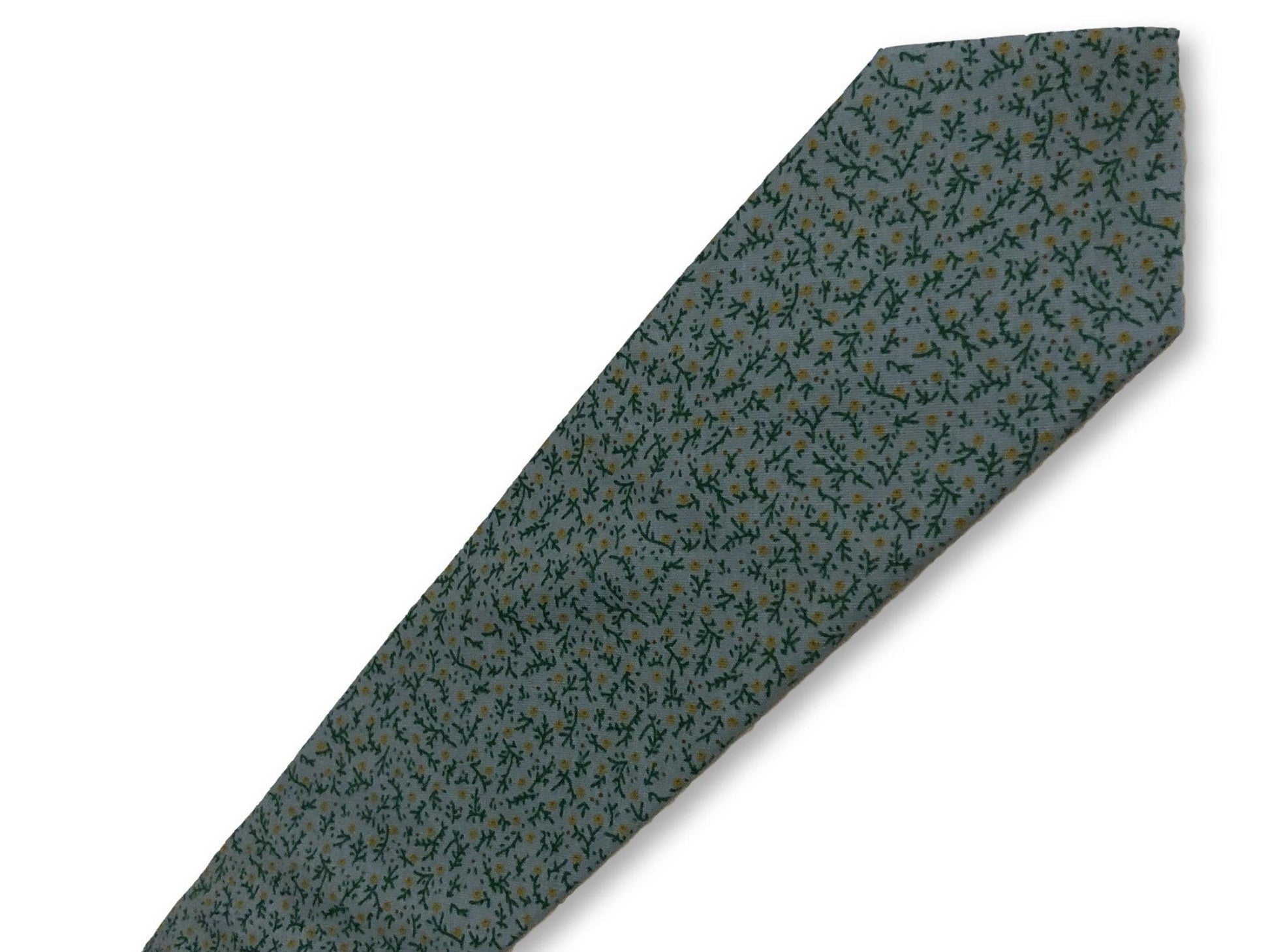 Pastel Baby Blue Cotton Tie with Yellow Ditsy Flowers