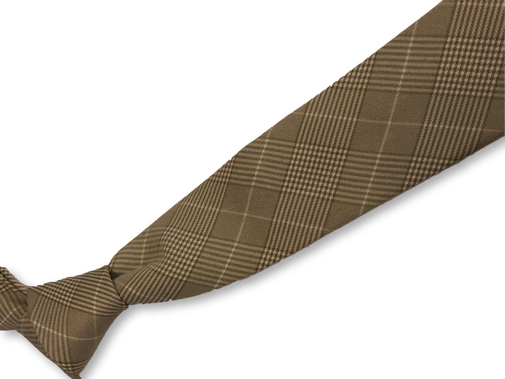 Light Sage Khaki Green Prince of Wales Check Cotton Tie