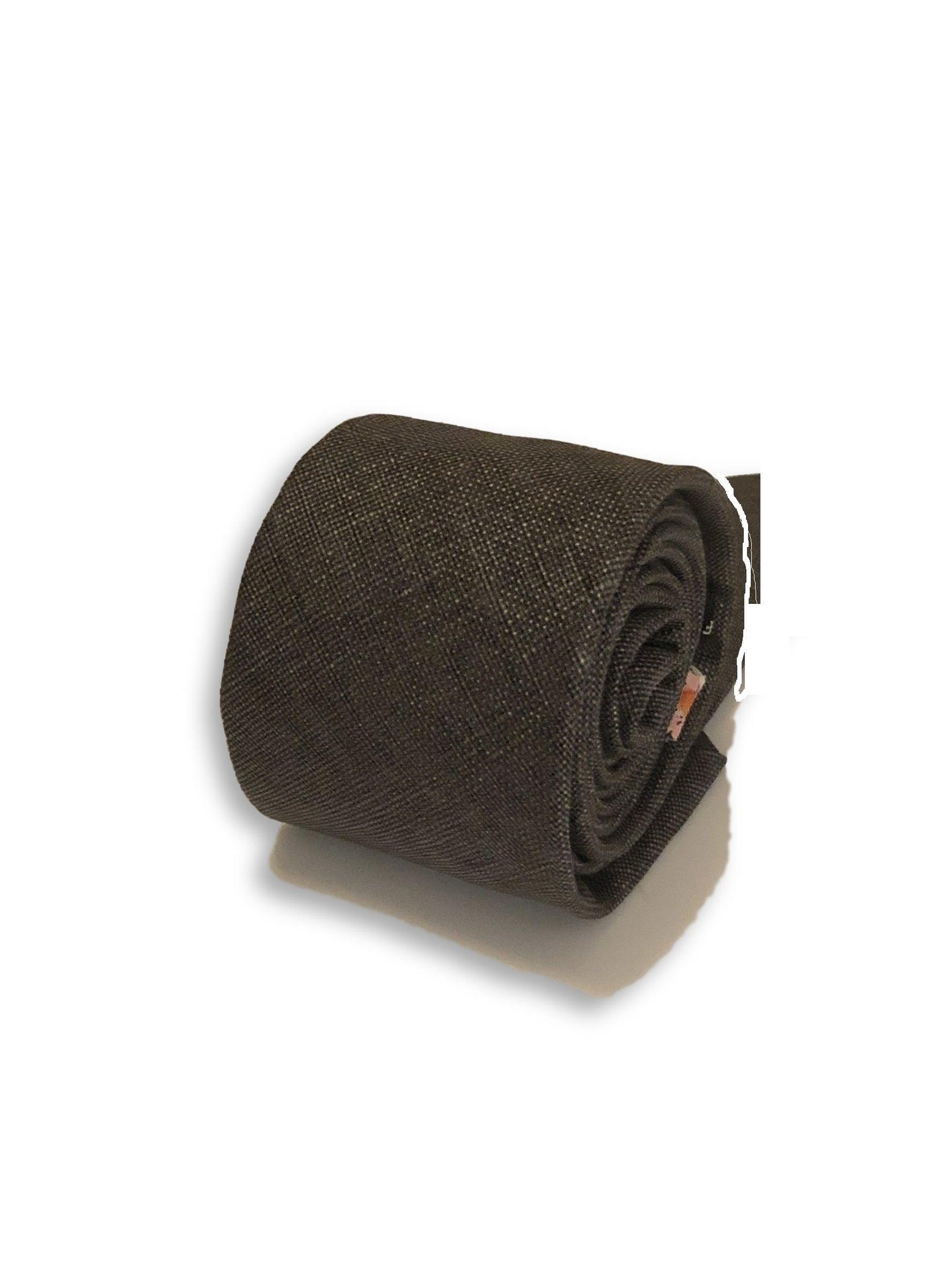 Medium Grey Linen Tie with Floral Pattern