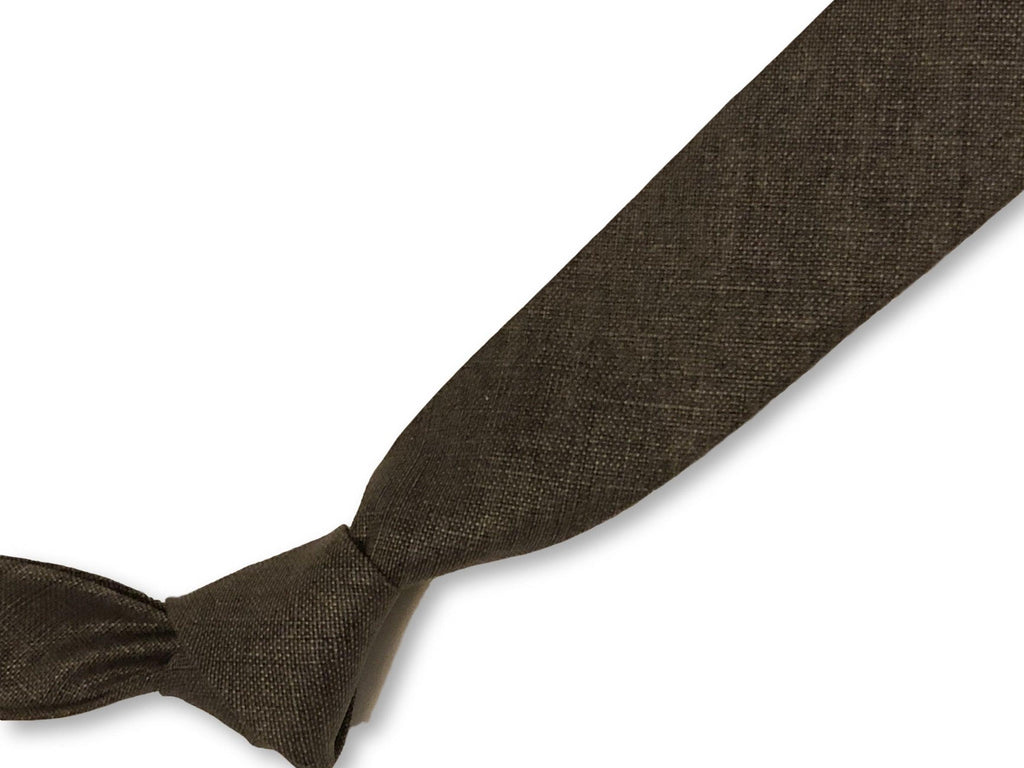 Medium Grey Linen Tie with Floral Pattern