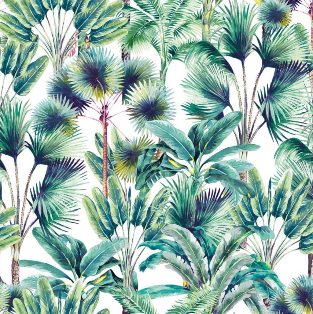 Tropical palm leaves velvet cone lampshade, extra tall lampshade