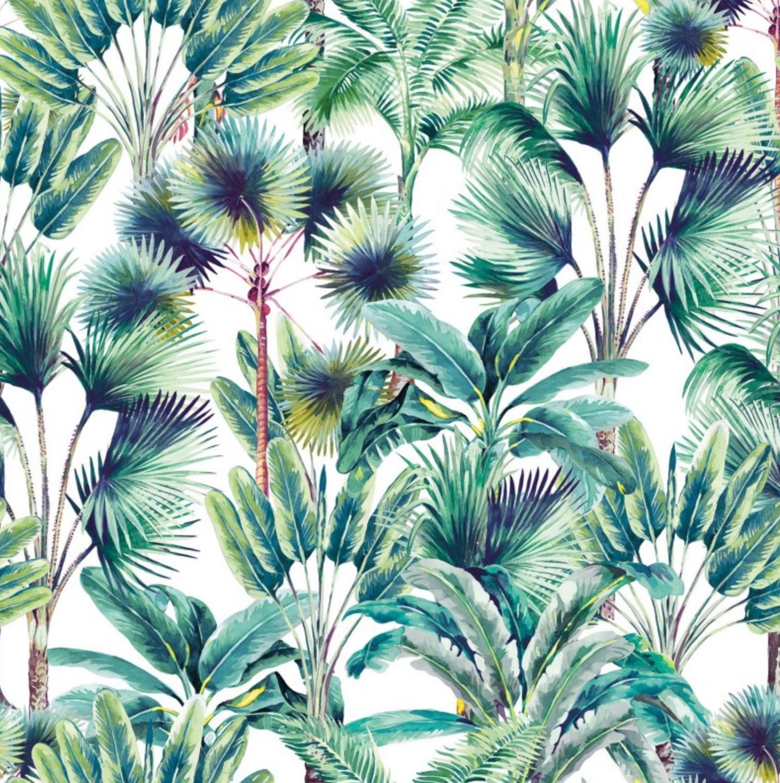 Tropical palm leaves velvet cone lampshade, extra tall lampshade