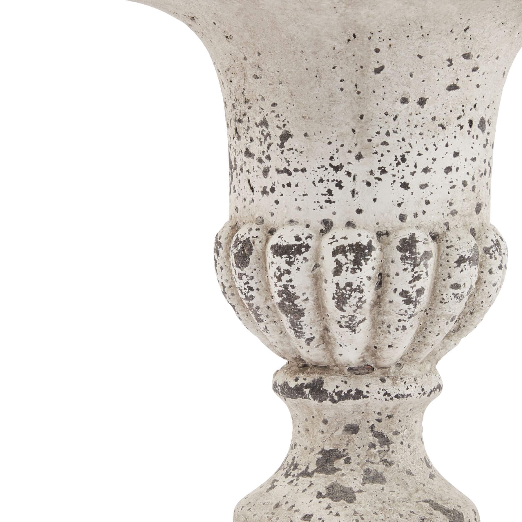 Handcrafted stone-effect ceramic urn with fluted design, neutral color, and classical-modern style, 25cm tall. by RoomLondon at brixbailey.com