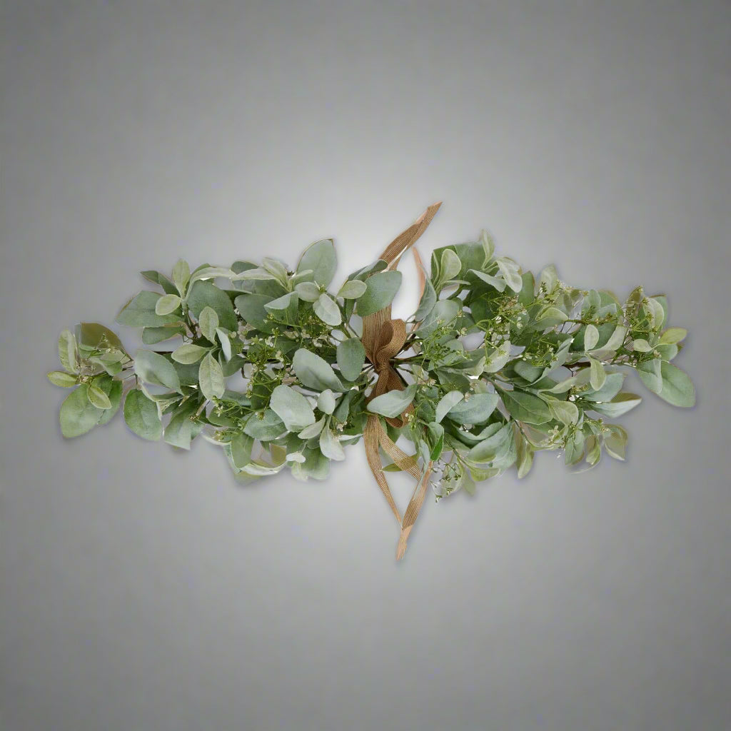 Frosted lambs ear and wax flower artificial winter spray arrangement in soft green, 70 cm tall  by sostter at brixbailey.com