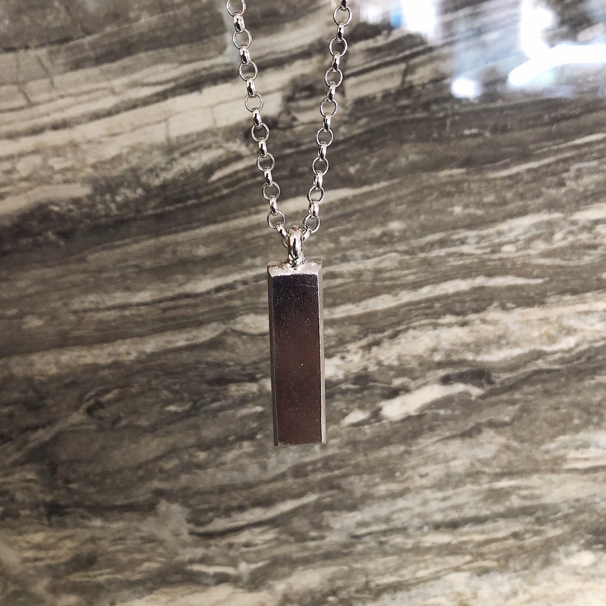 Chunky Ingot Necklace in Sterling Silver