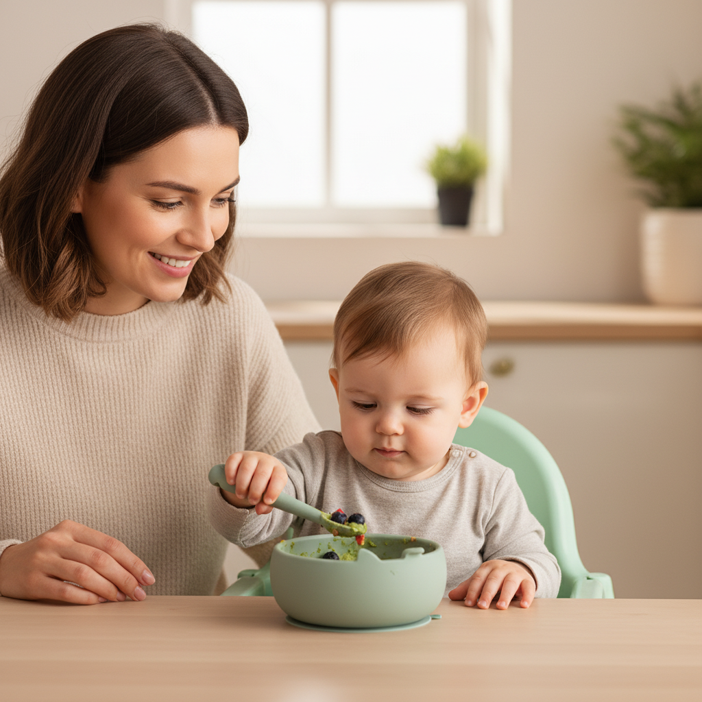 Silicone Bowl and Spoon Set for Baby's First Meals