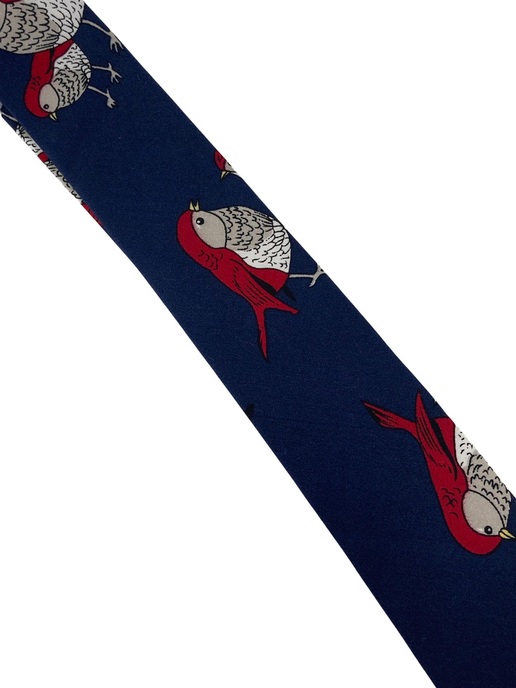 Navy Bird Robin Print Cotton Tie for Men