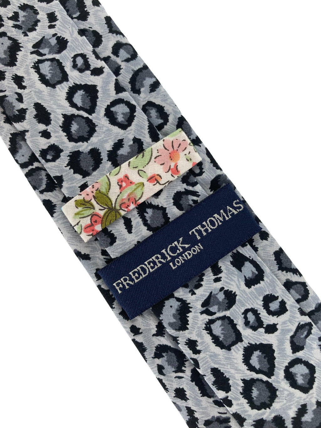 Light Grey Leopard Print Cotton Mens Tie