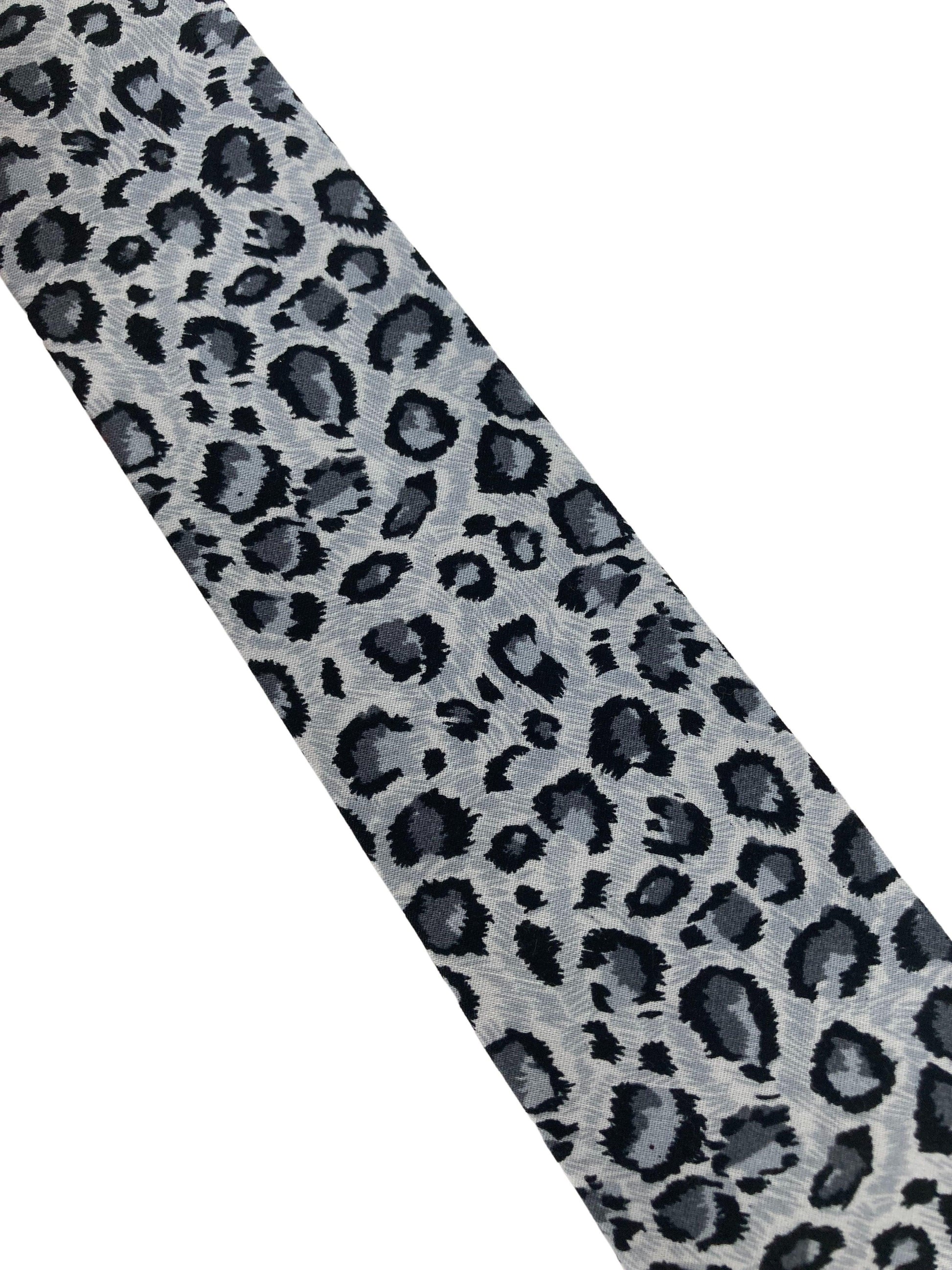 Light Grey Leopard Print Cotton Mens Tie