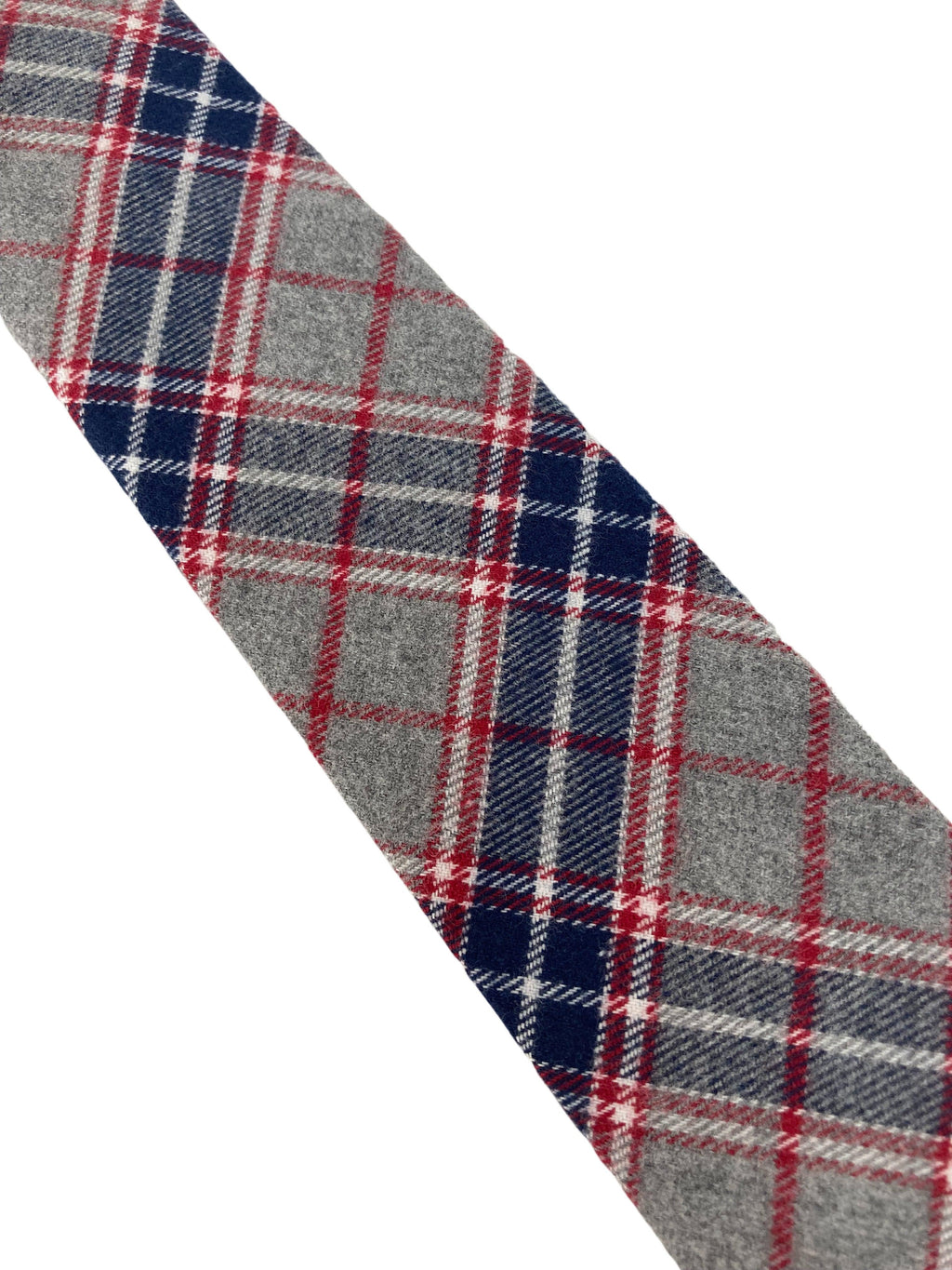 Light Pale Grey Navy and Red Check Cotton Tie