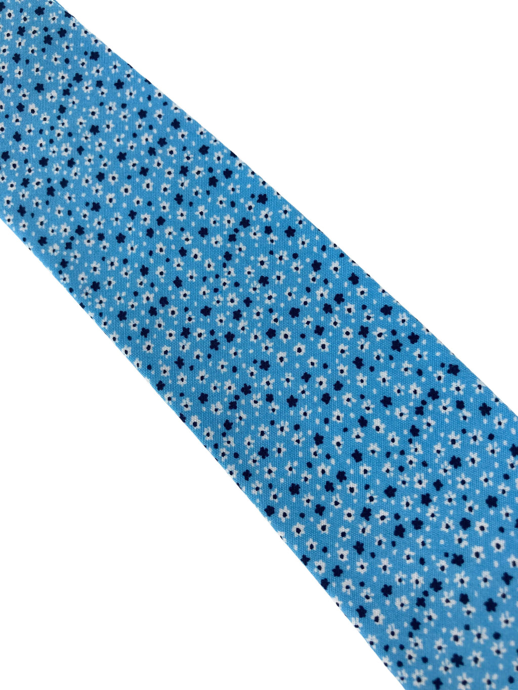 Light Pastel Baby Blue Cotton Tie with Navy and White Floral Print