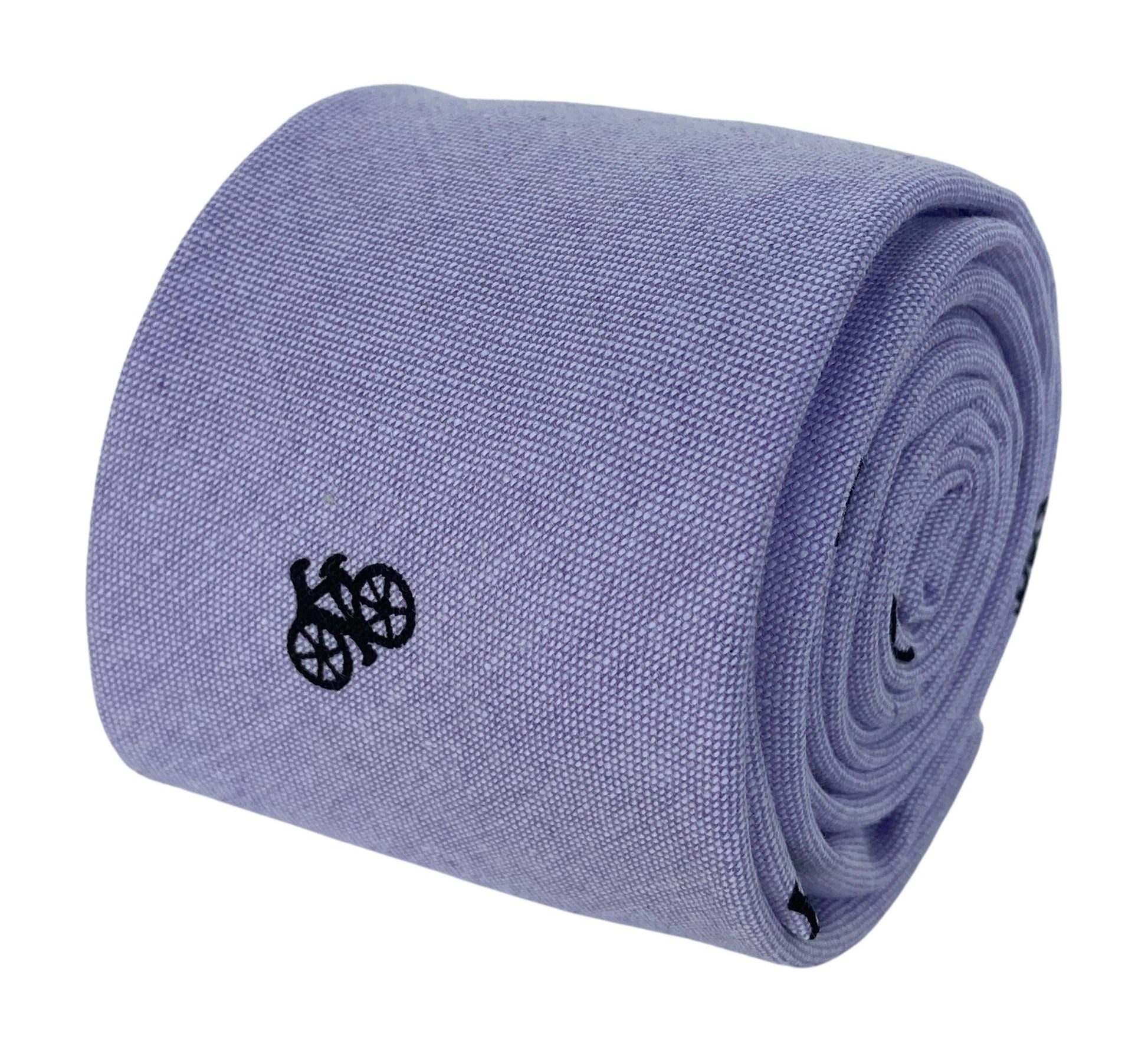 Lilac Pastel Cotton Tie with Bicycle Design