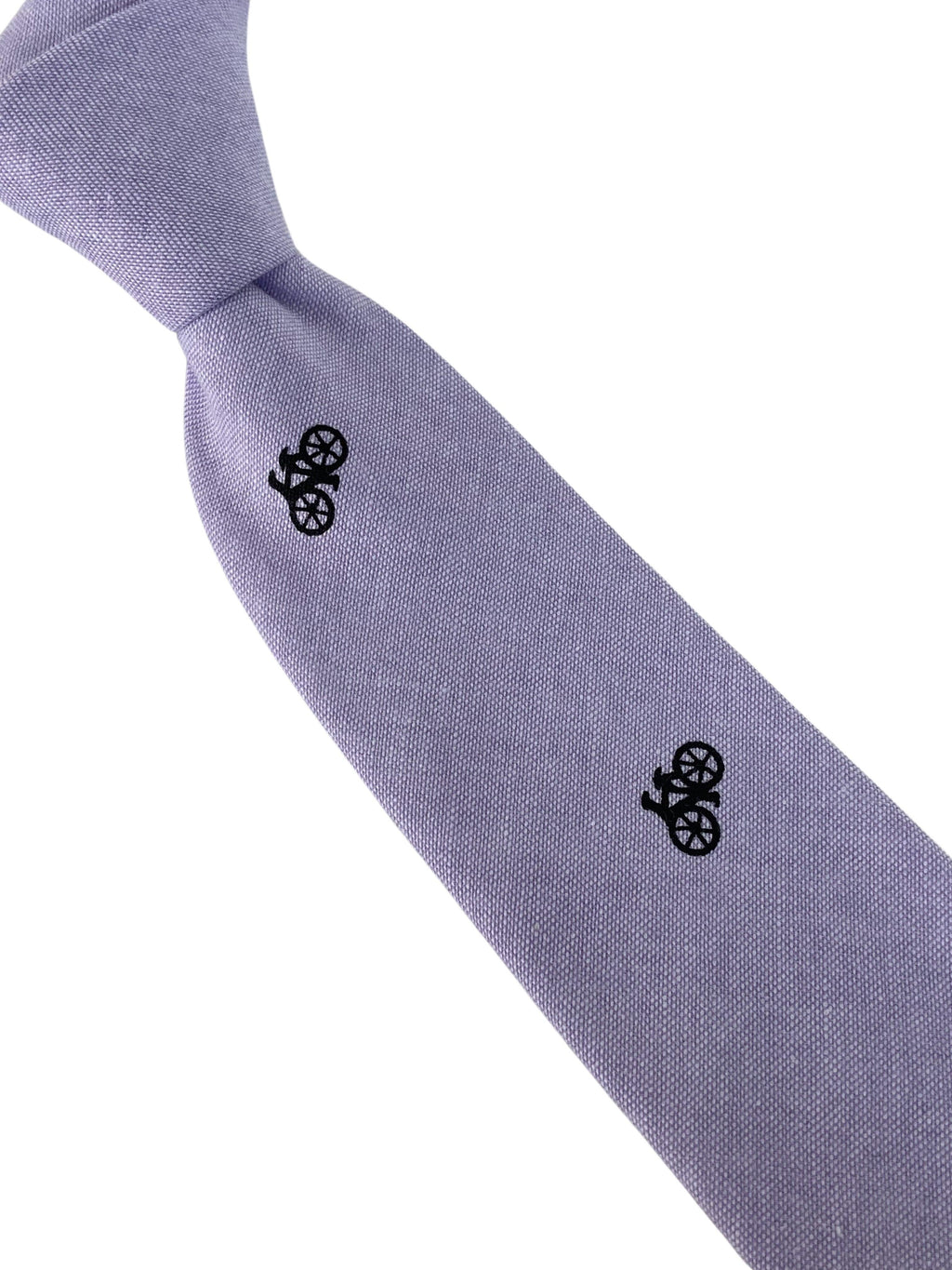 Lilac Pastel Cotton Tie with Bicycle Design