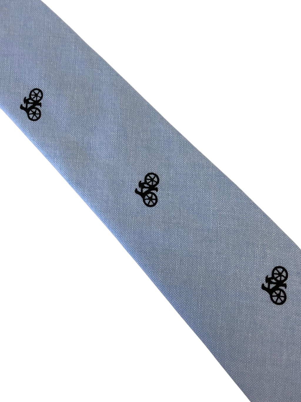 Light Pale Blue Pastel Cotton Tie with Bicycle Design