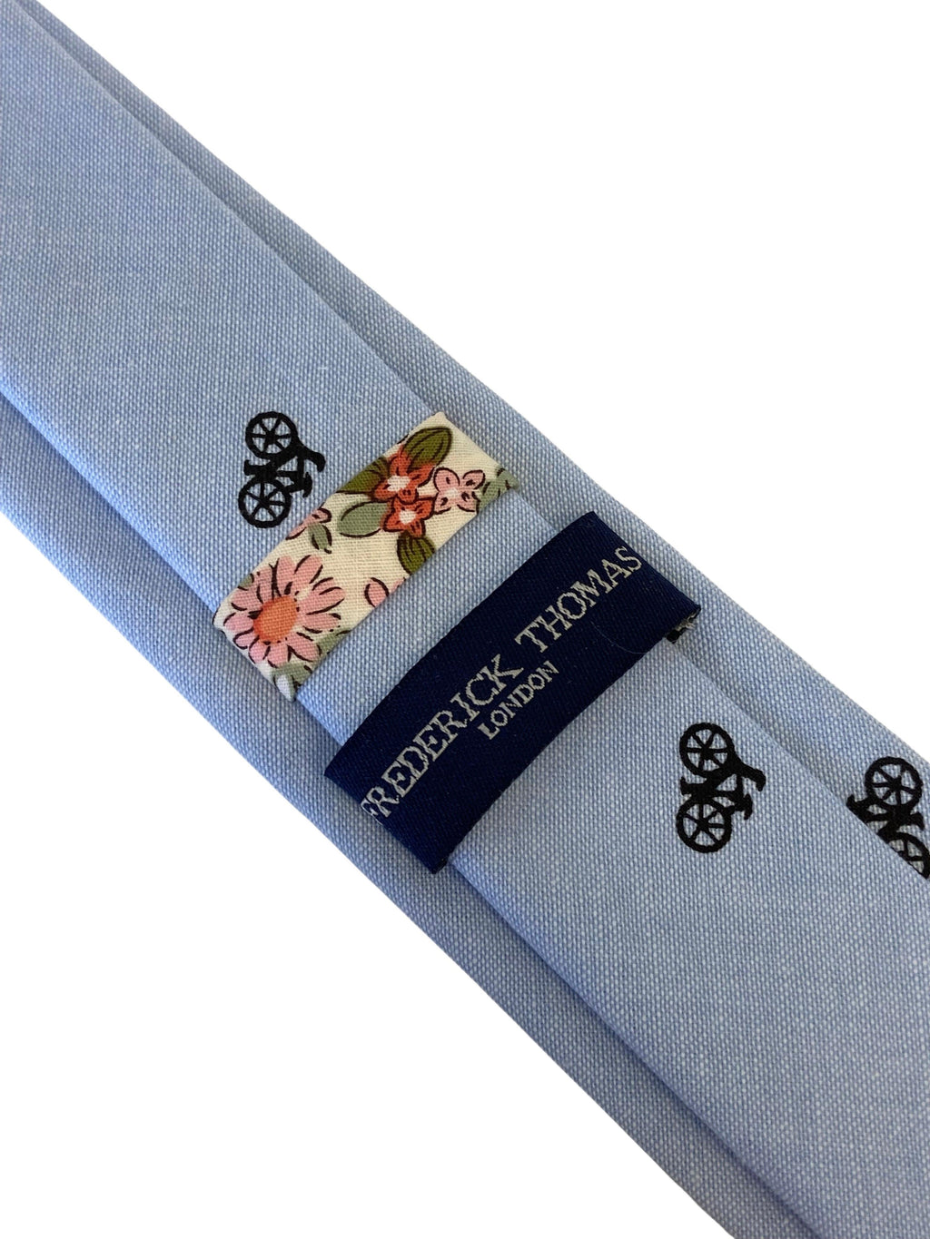 Light Pale Blue Pastel Cotton Tie with Bicycle Design