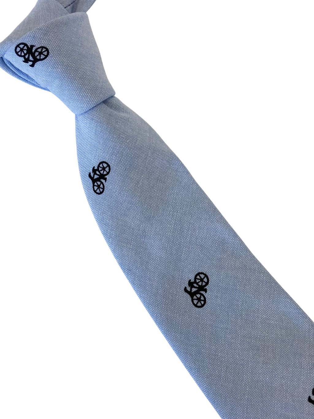 Light Pale Blue Pastel Cotton Tie with Bicycle Design