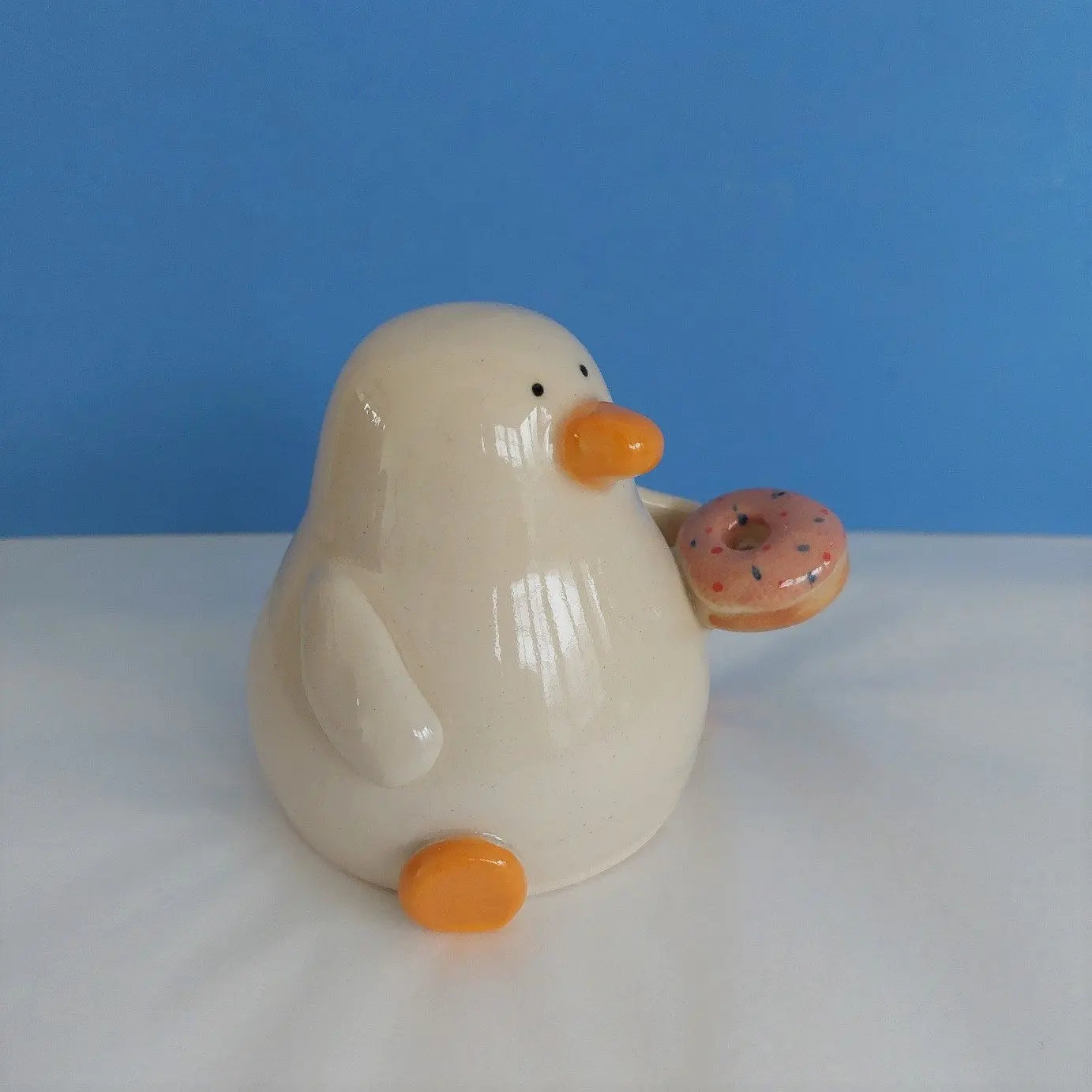Doughnut Duck Ceramic Ornament