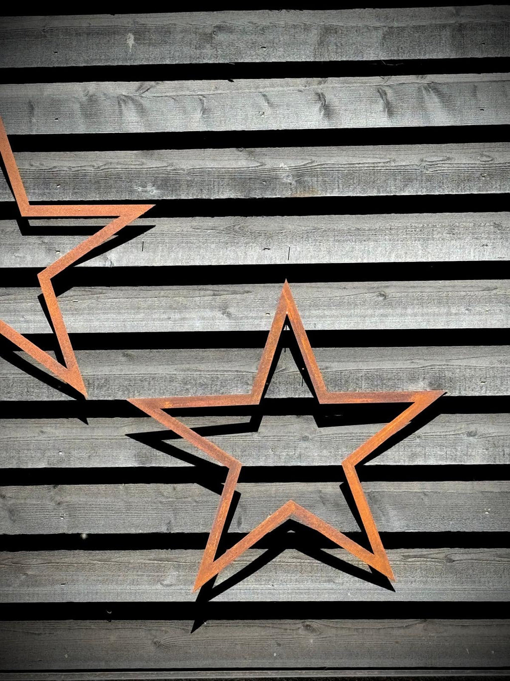 Set of 3 Large Rusty Metal Barn Stars