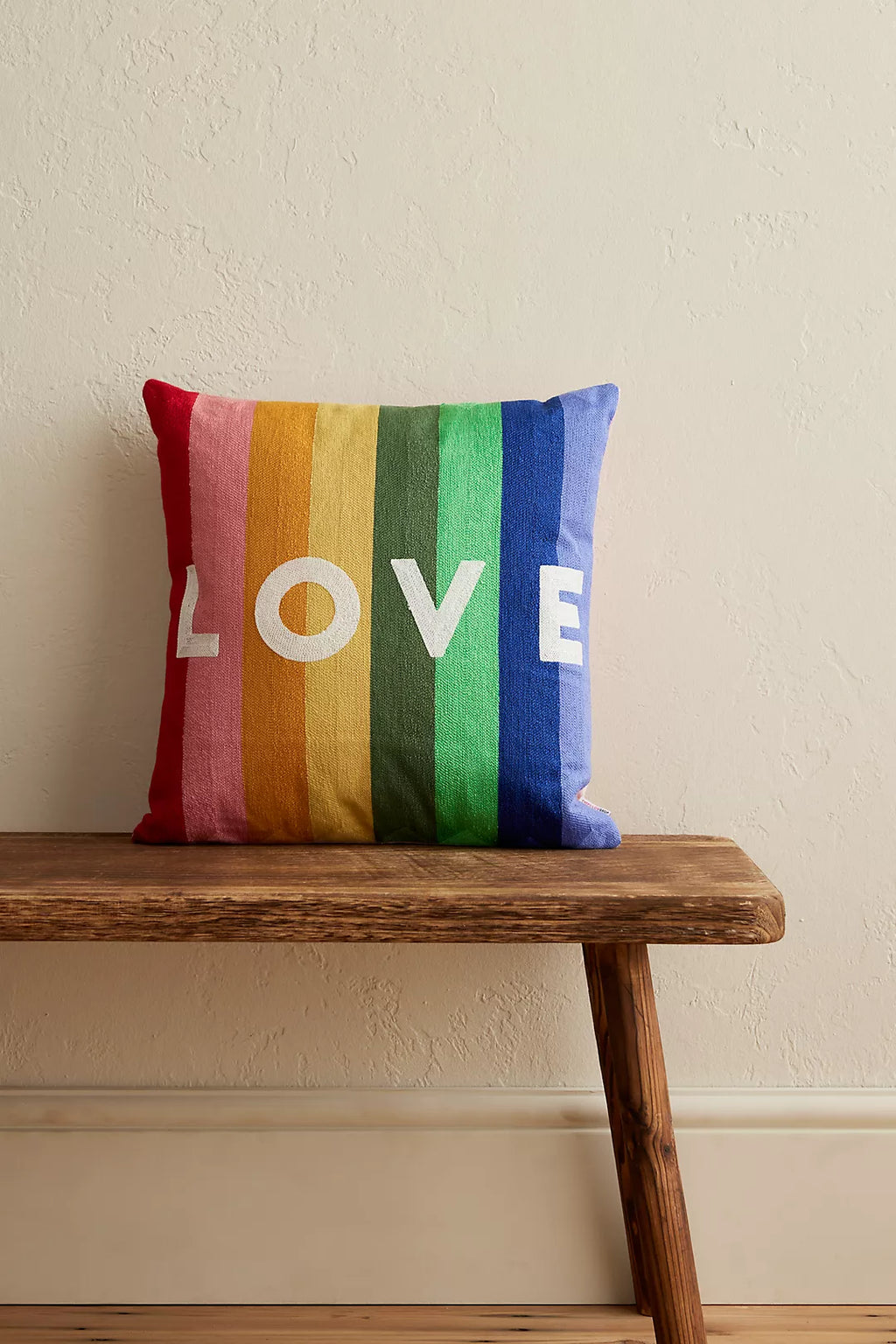LOVE Needlepoint Cushion with Rainbow Design
