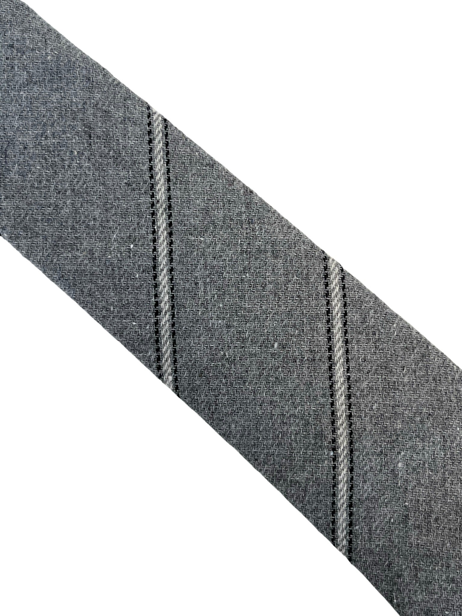 Light Silver Grey and Ivory Club Striped School Style Cotton Tie