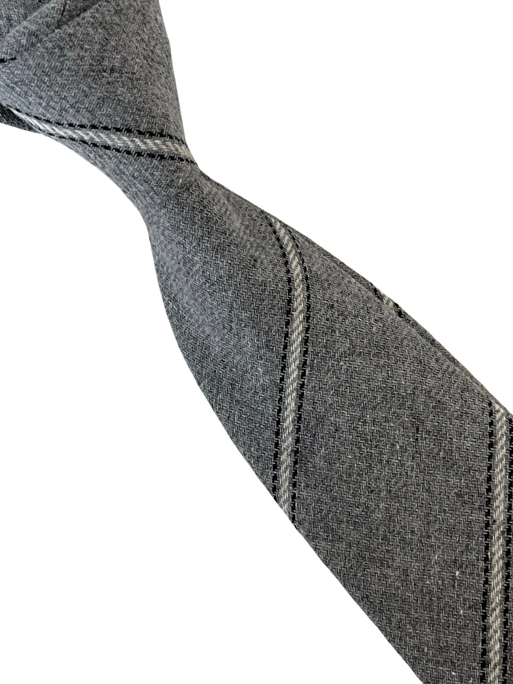 Light Silver Grey and Ivory Club Striped School Style Cotton Tie