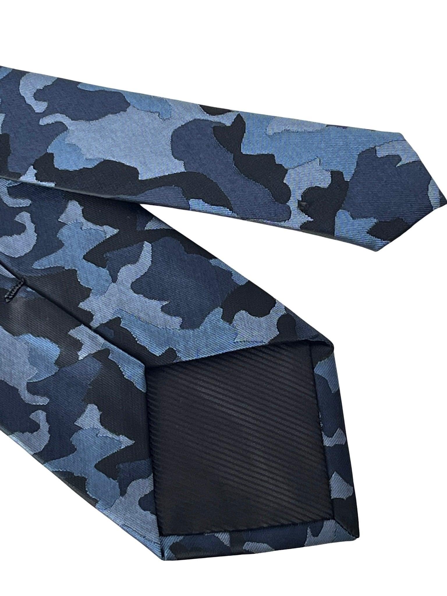 Navy Blue Camouflage Design Tie