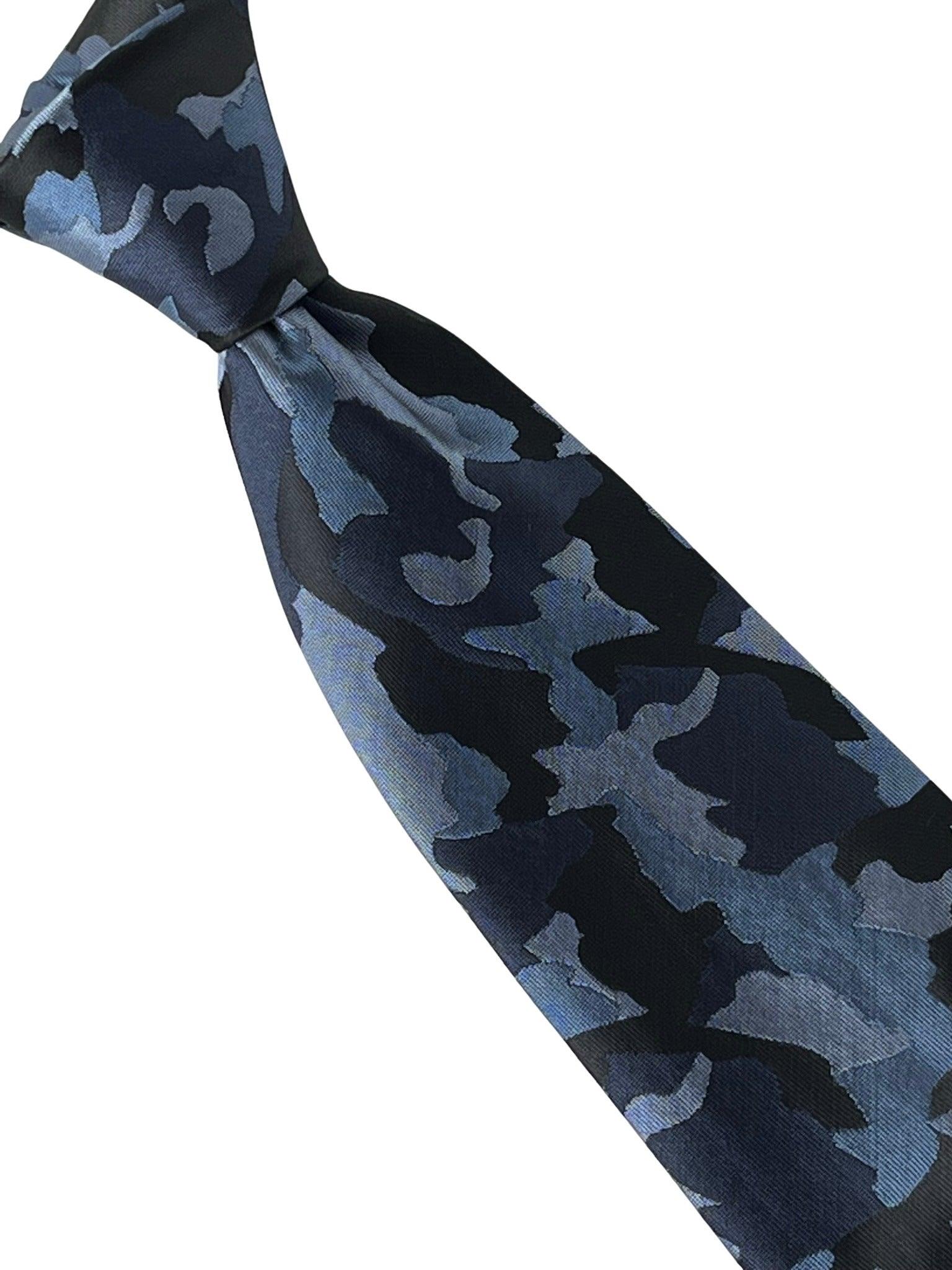 Navy Blue Camouflage Design Tie