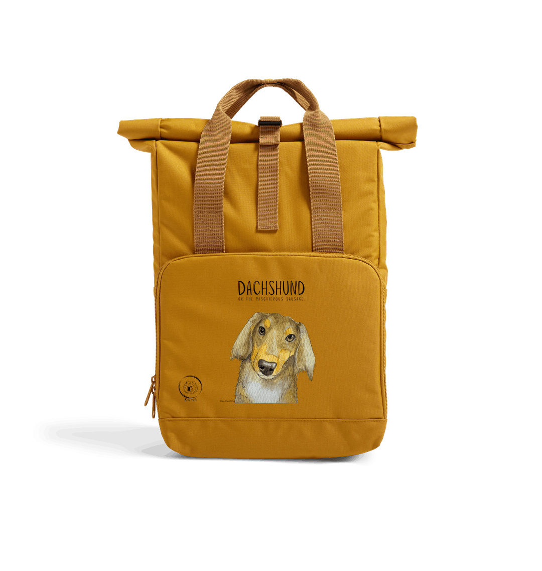 Long Haired Dachshund Roll Top Backpack