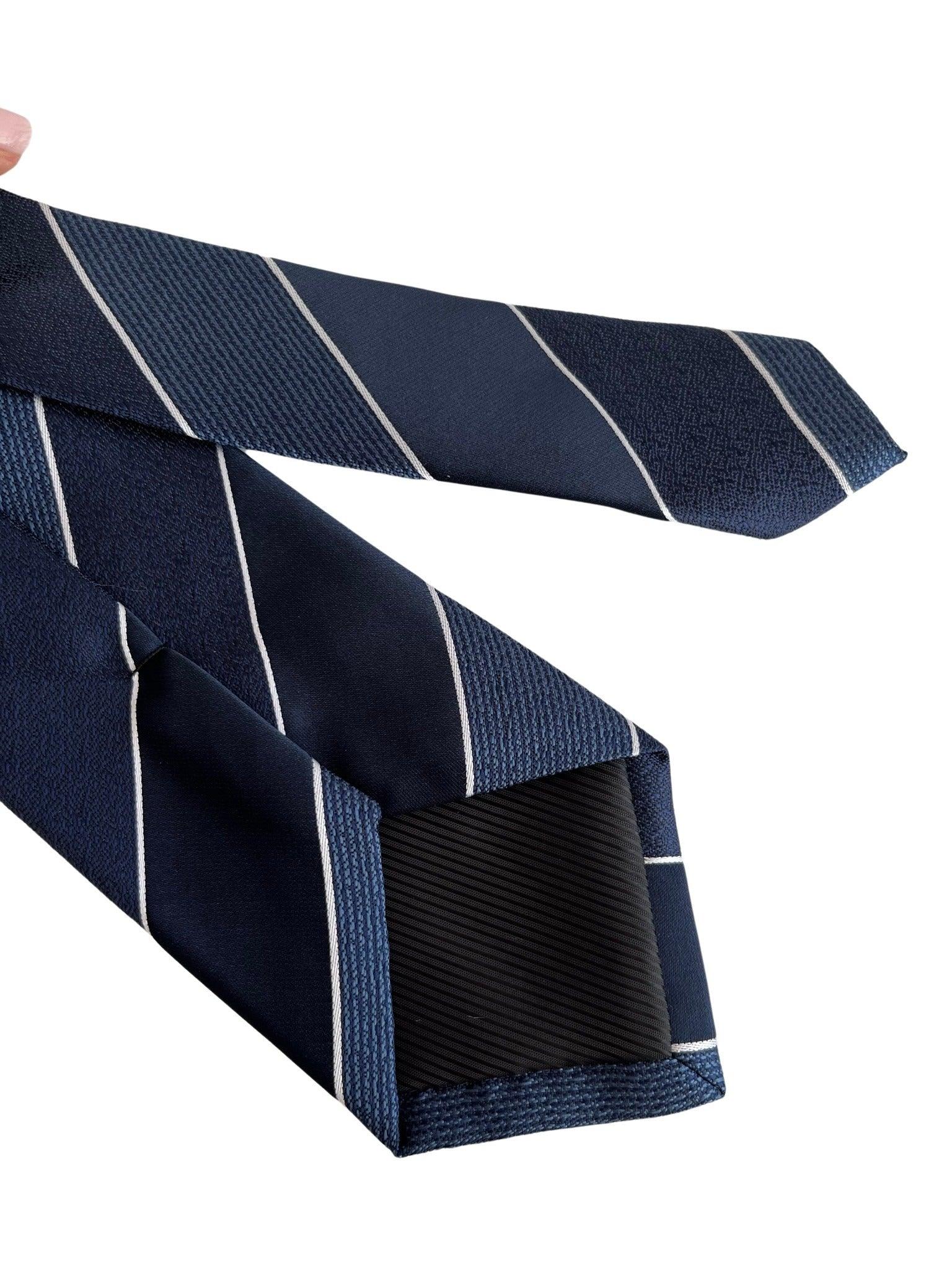 Navy and Medium Blue Classic Club Striped Tie
