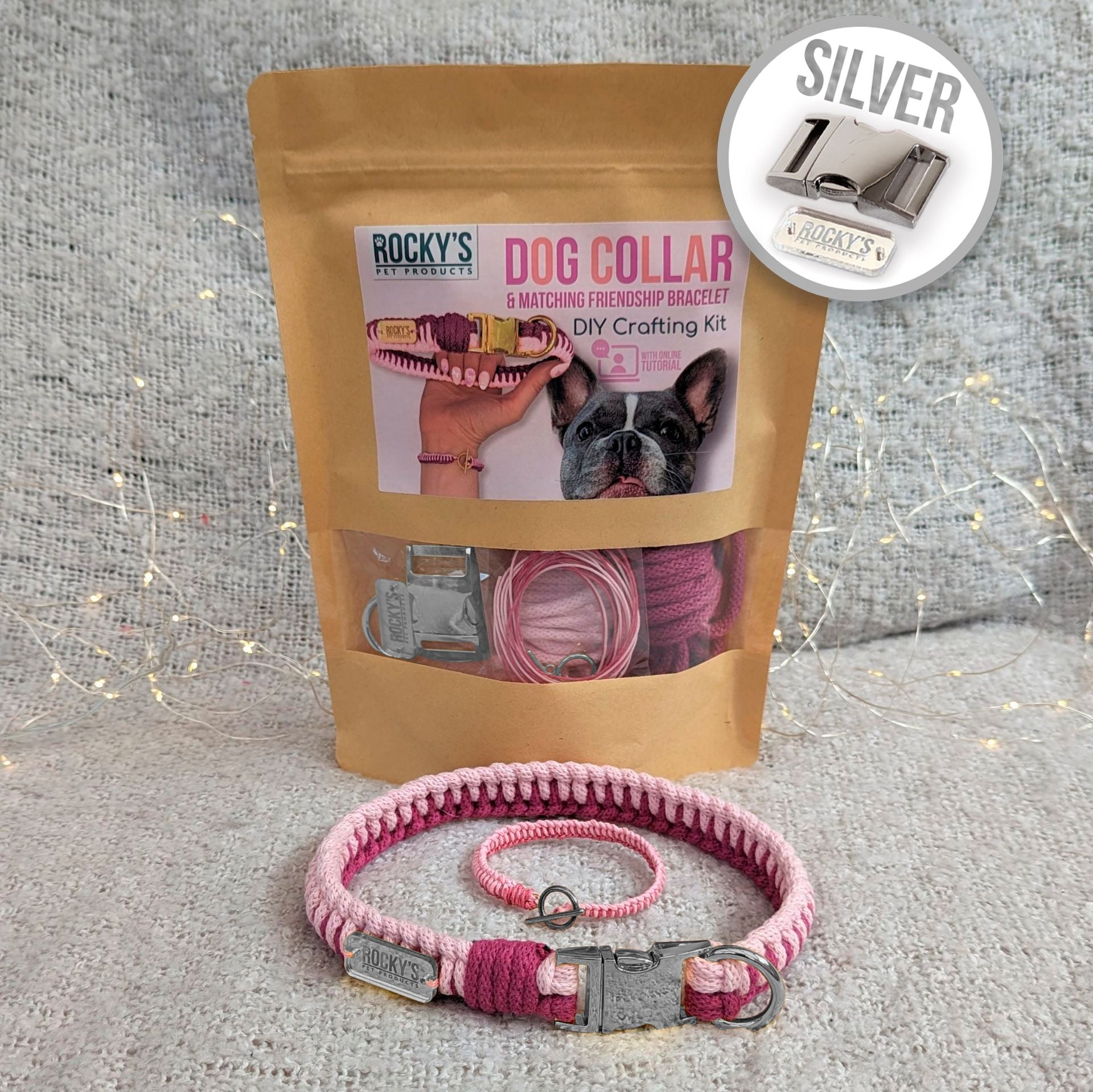 Make Your Own Dog Collar and Friendship Bracelet Craft Kit in Pink