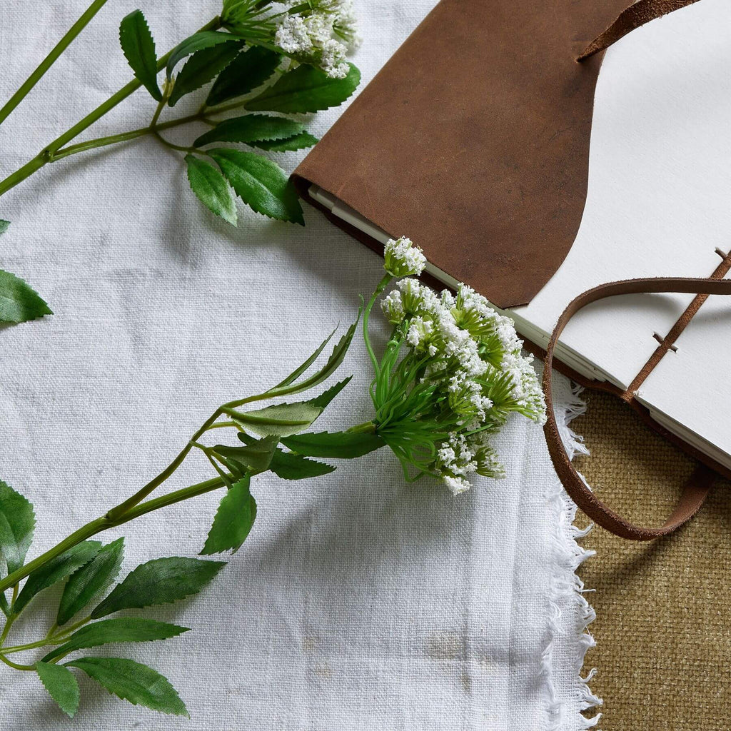 Lifelike artificial cow parsley stems with white blooms and green stems for home decor  by sostter at brixbailey.com