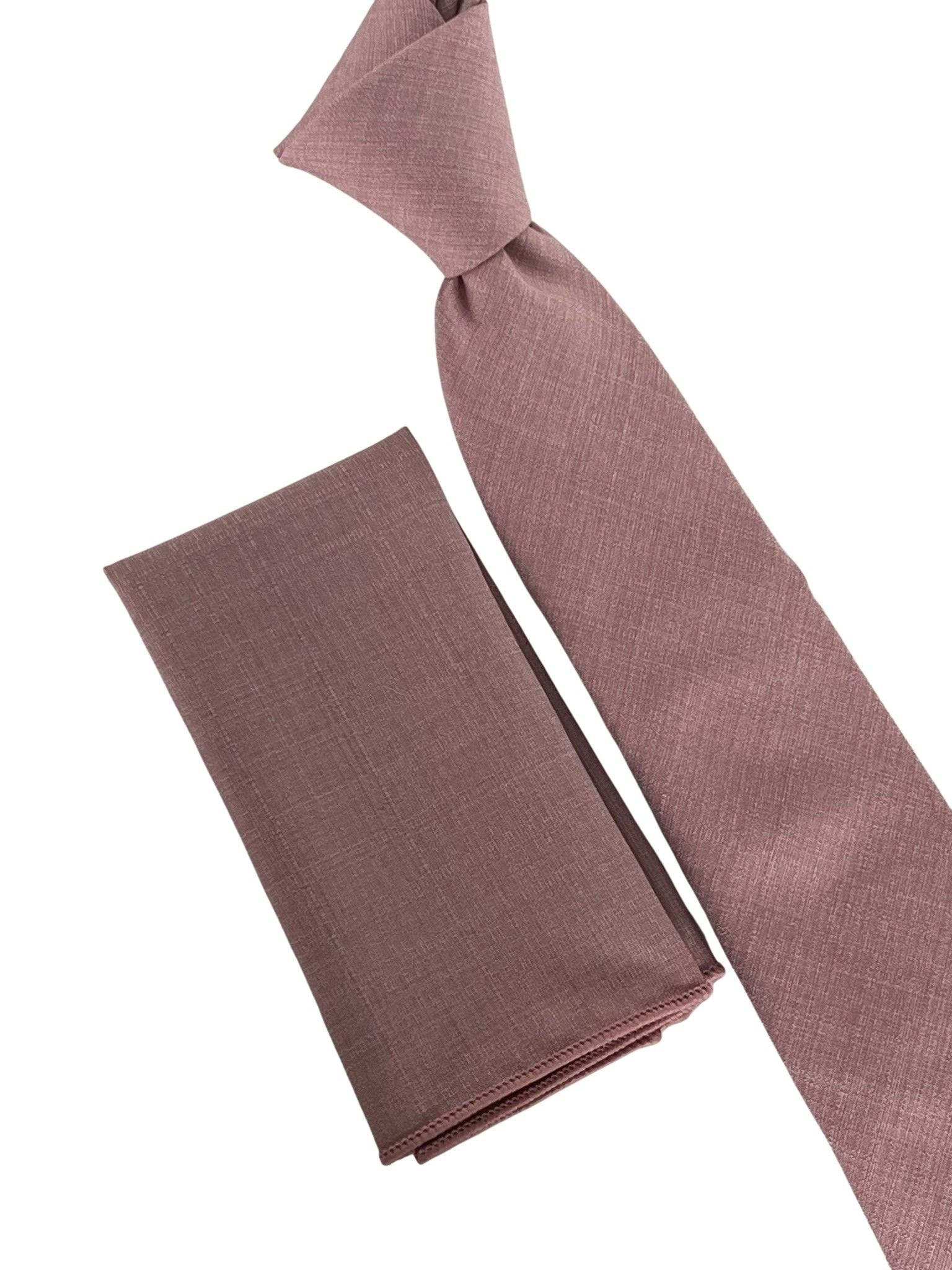 Dusky Pink Bamboo Tie and Pocket Square Set
