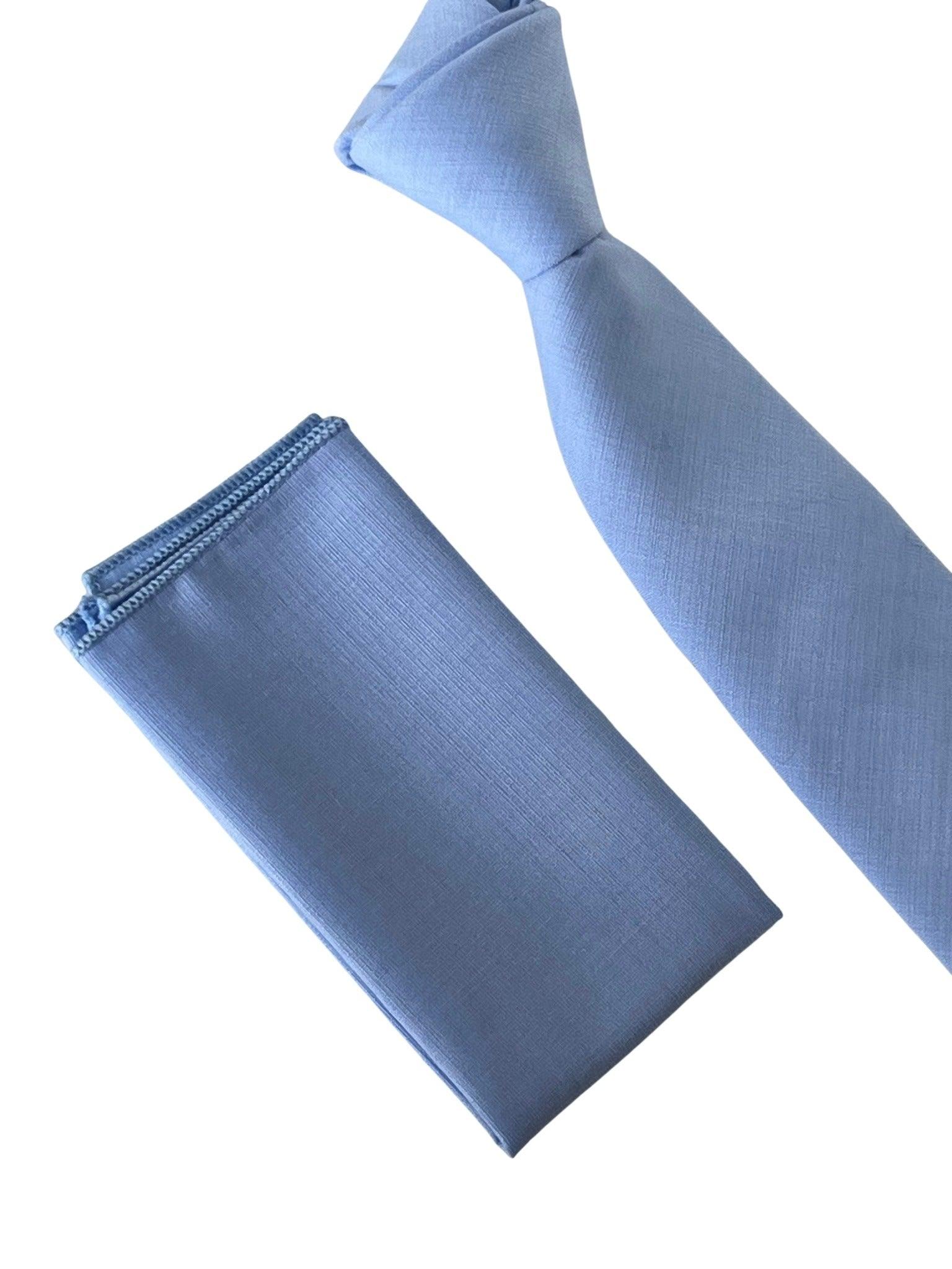 Pale Blue Bamboo Tie and Pocket Square Set