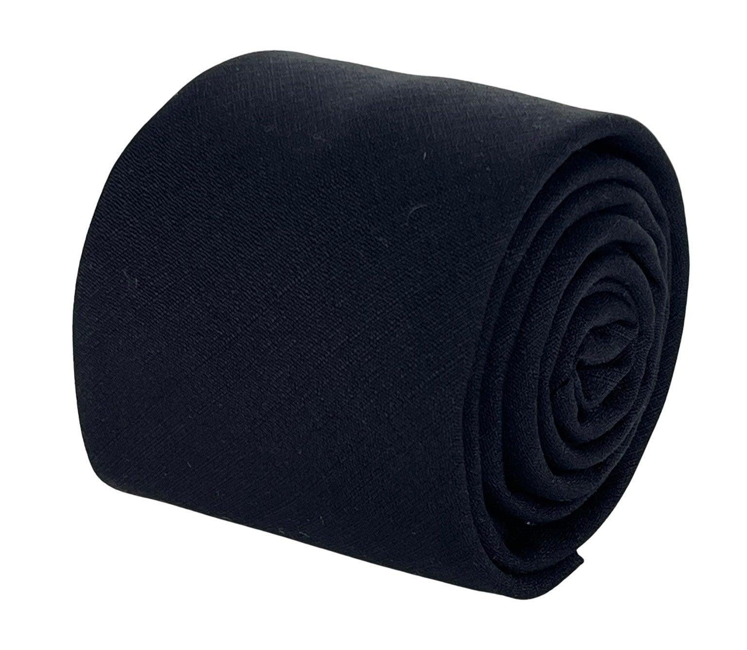 Plain Black Bamboo Tie and Pocket Square Set