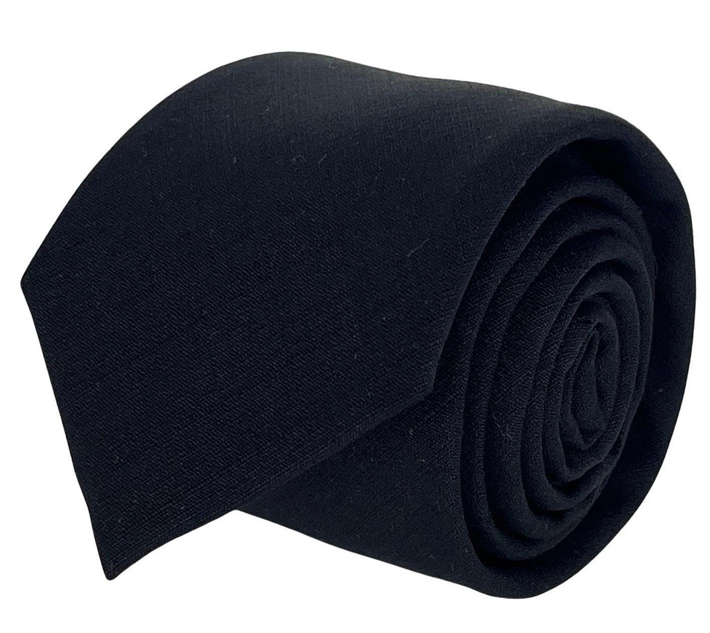 Plain Black Bamboo Tie and Pocket Square Set