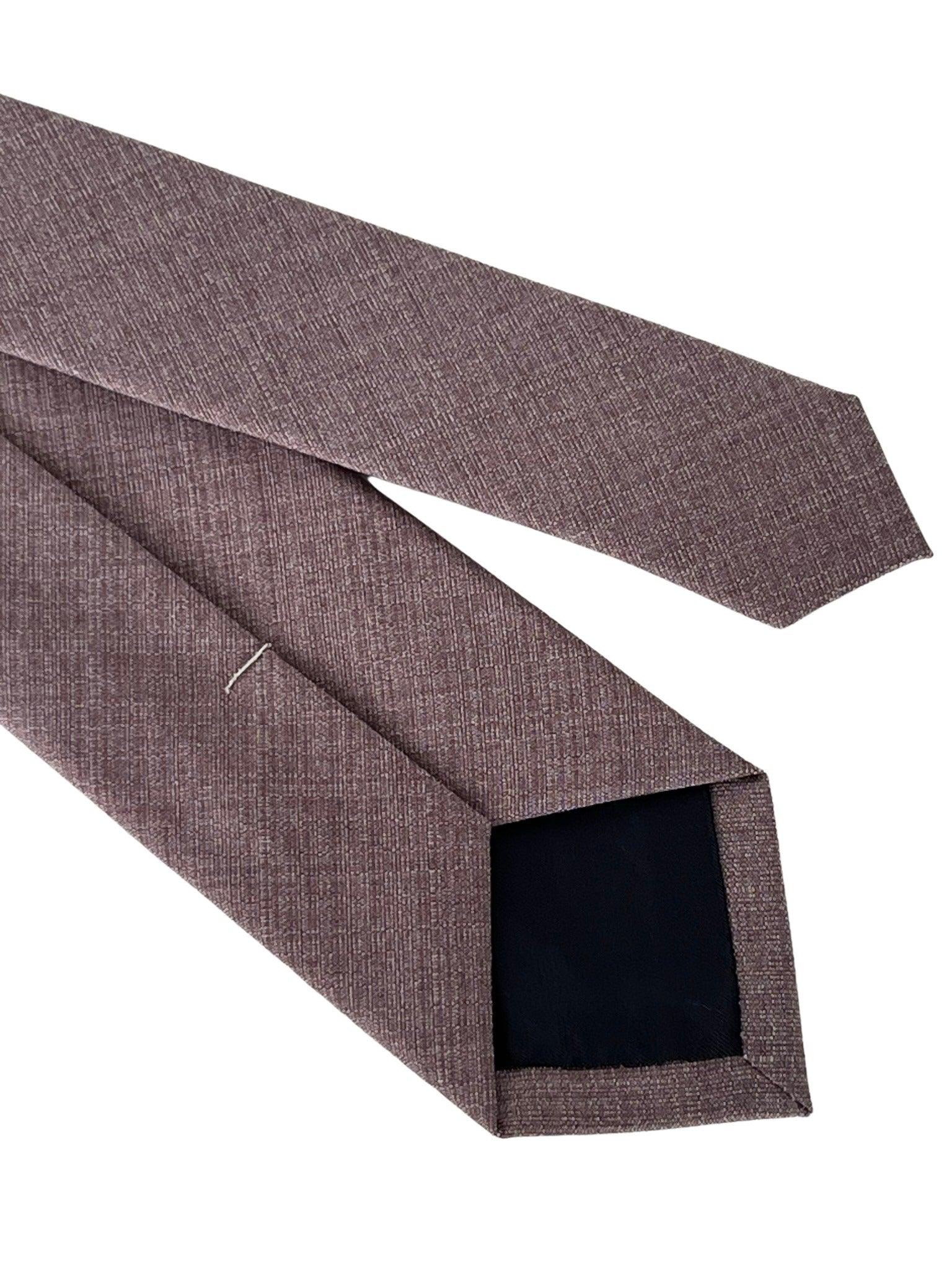 Mauve Brown Bamboo Tie and Pocket Square Set