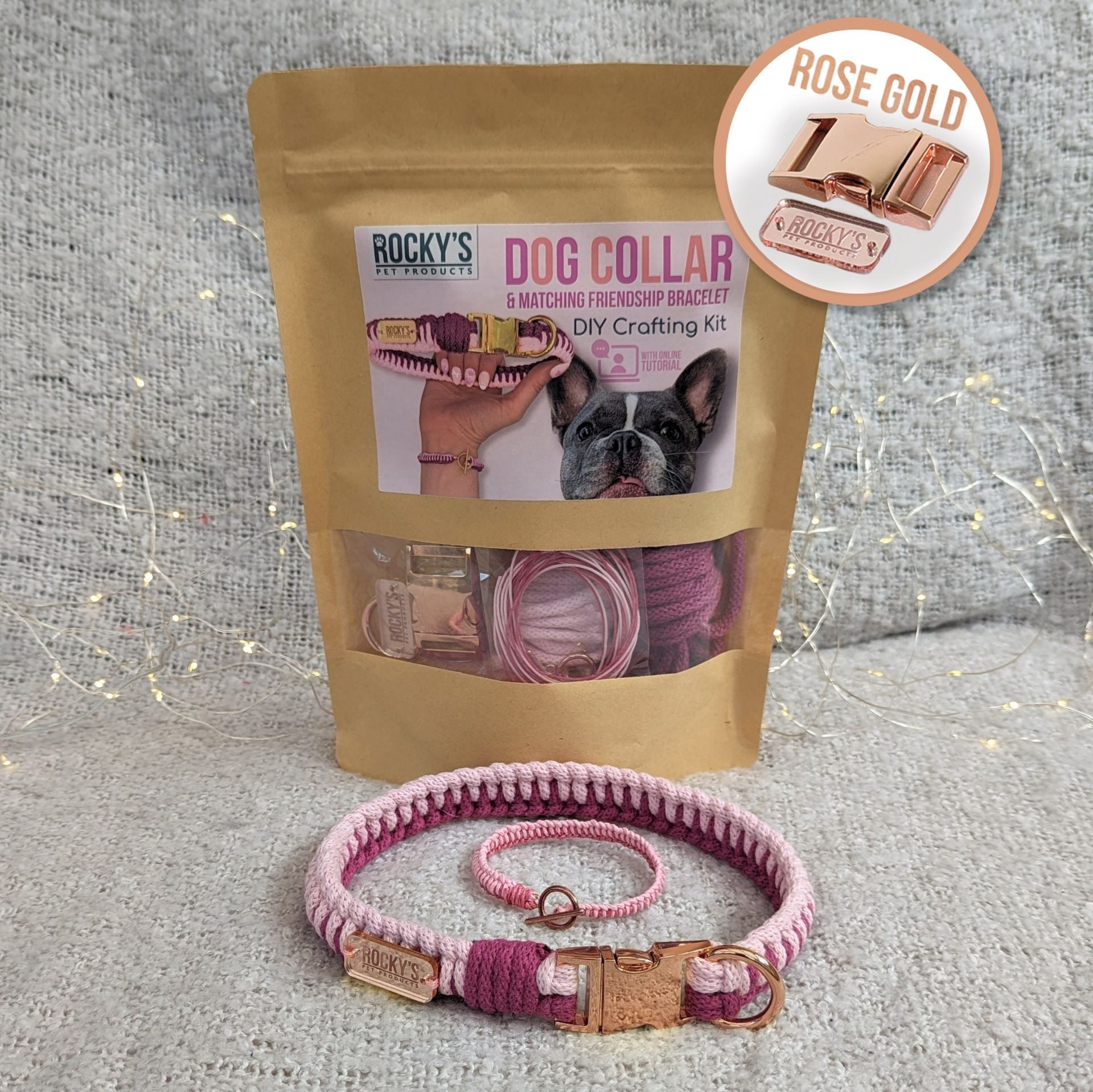 Make Your Own Dog Collar and Friendship Bracelet Craft Kit in Pink