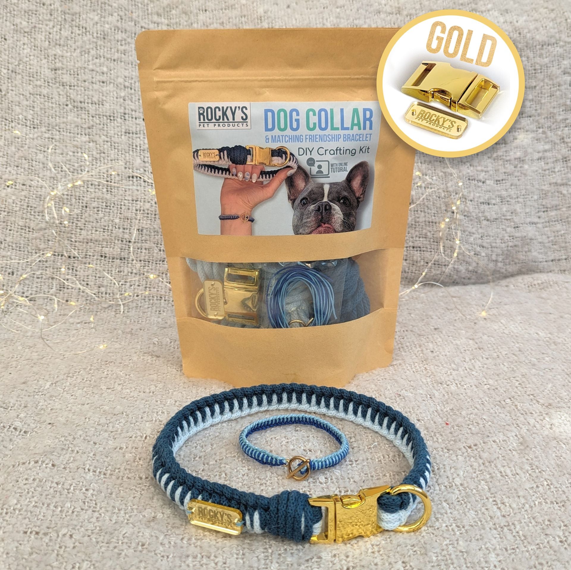 Make Your Own Dog Collar and Friendship Bracelet Craft Kit in Blue