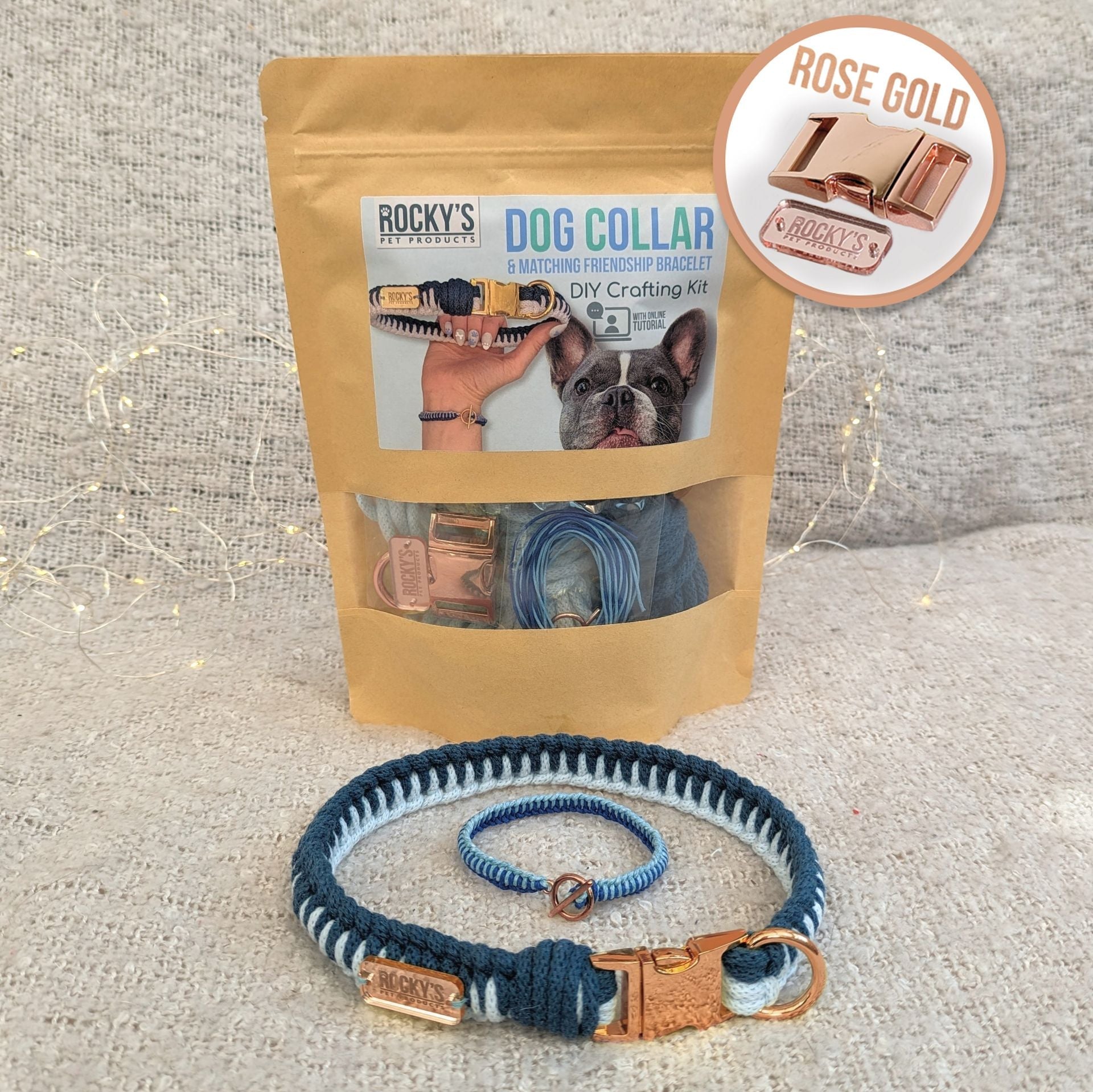 Make Your Own Dog Collar and Friendship Bracelet Craft Kit in Blue