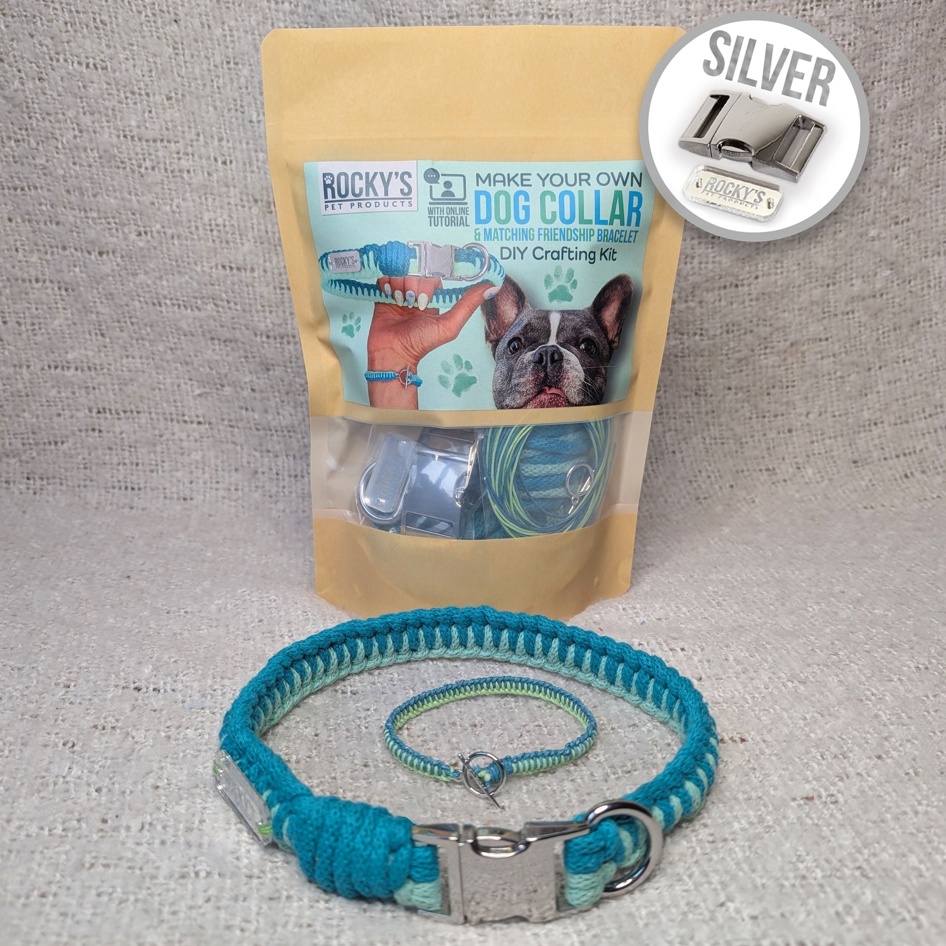 Make Your Own Macrame Dog Collar and Friendship Bracelet Craft Kit in Mint
