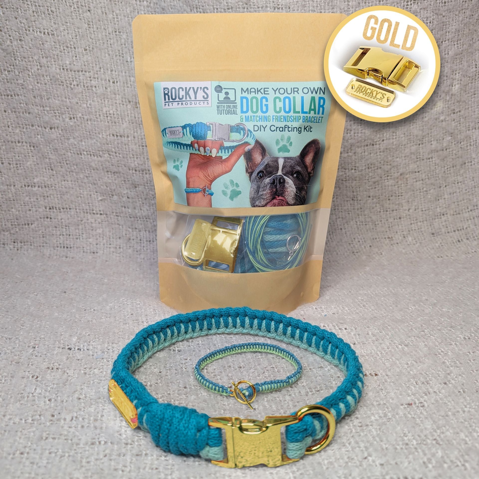 Make Your Own Macrame Dog Collar and Friendship Bracelet Craft Kit in Mint