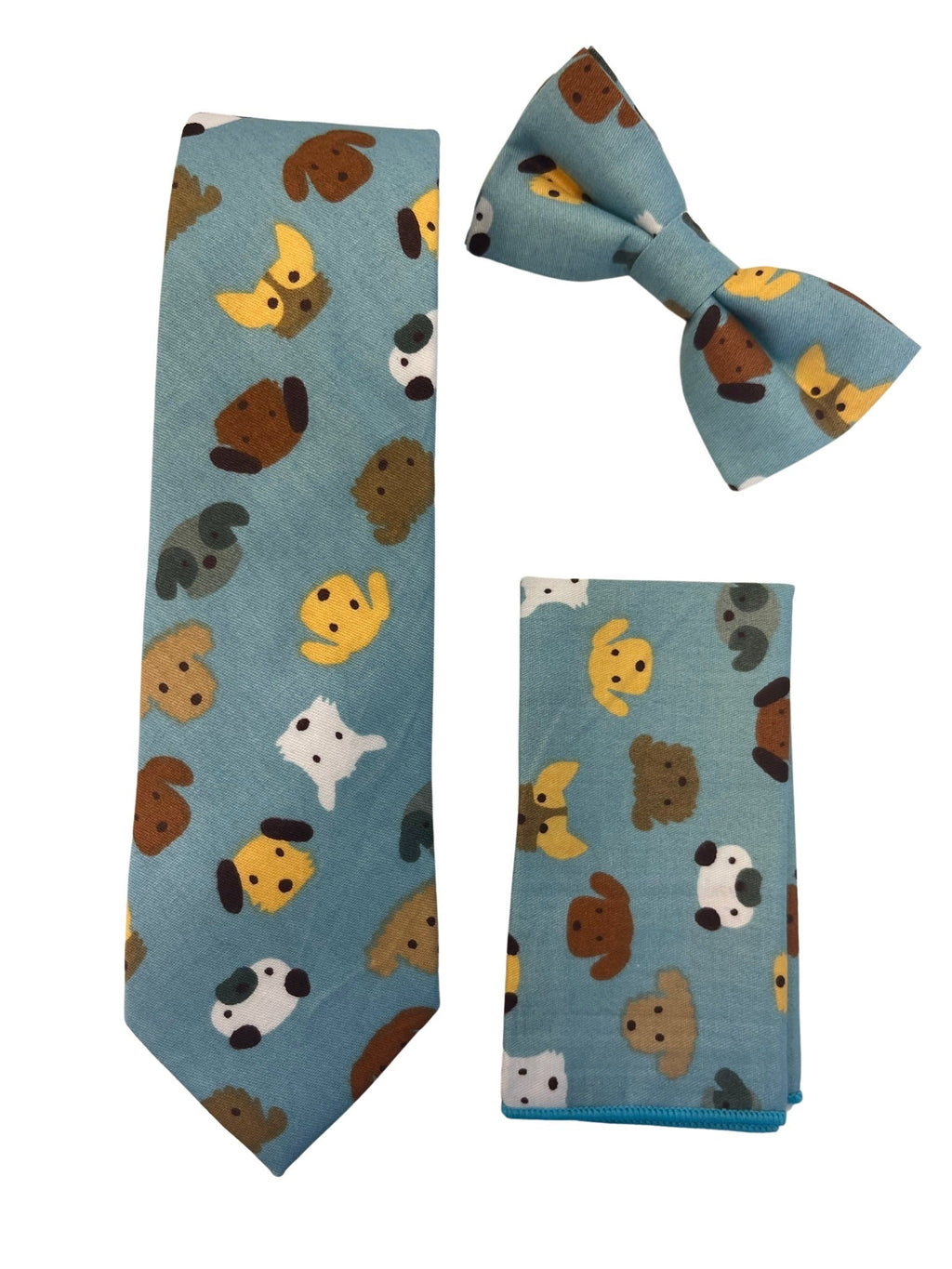 Medium Denim Blue Tie with Cute Dog Puppy Design